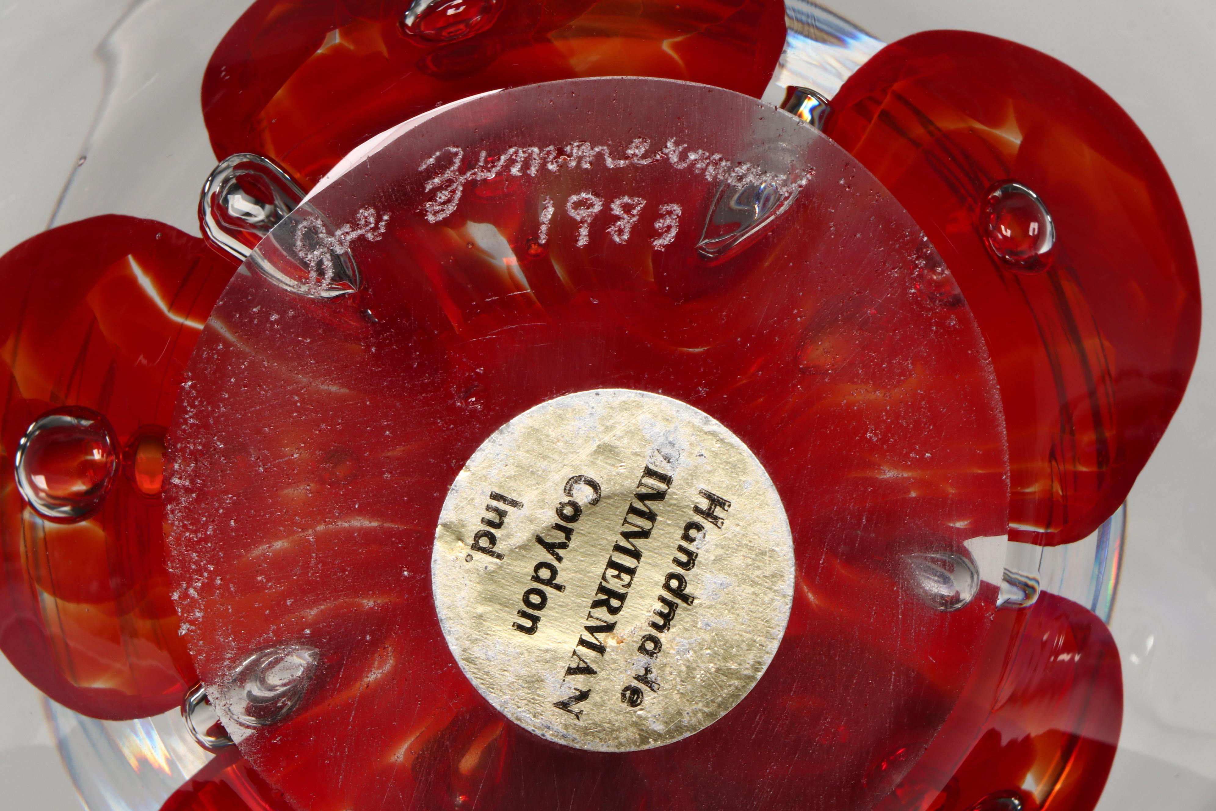 Zimmerman Handblown Glass Decorative Bowls with Fruit Figures and Bud Vase