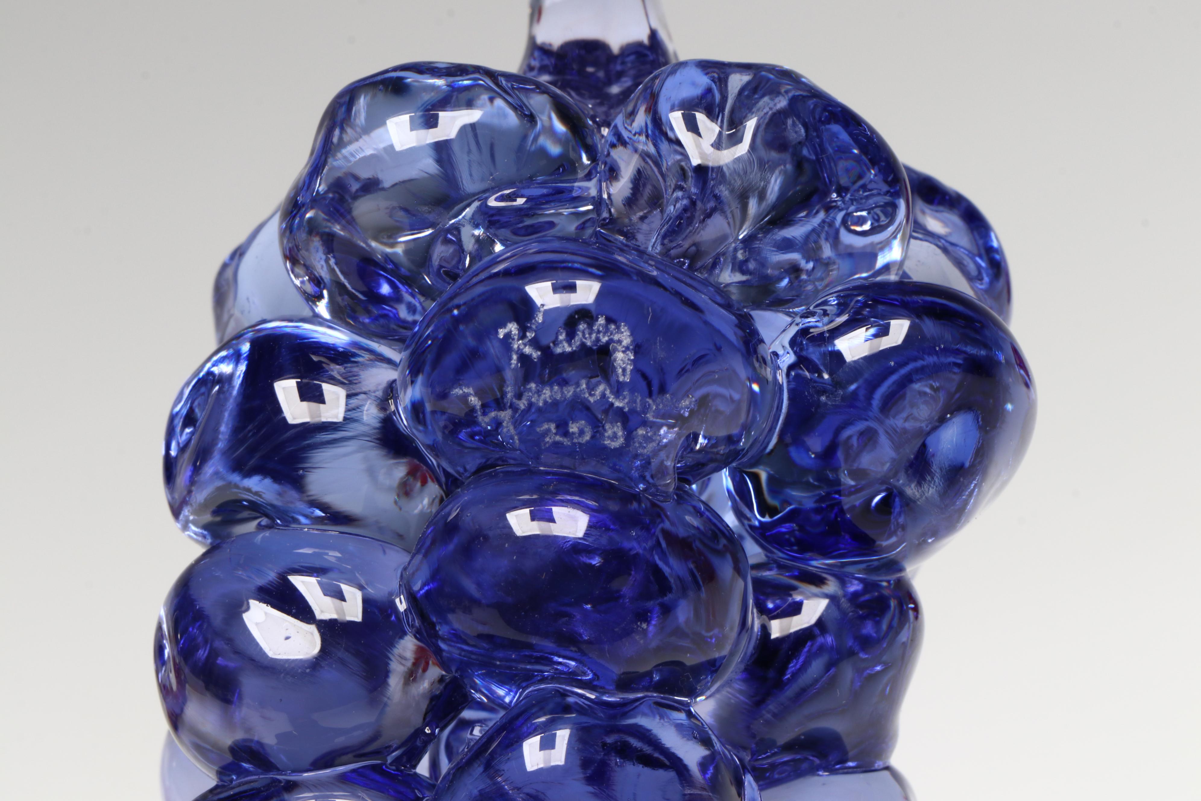 Zimmerman Handblown Glass Decorative Bowls with Fruit Figures and Bud Vase