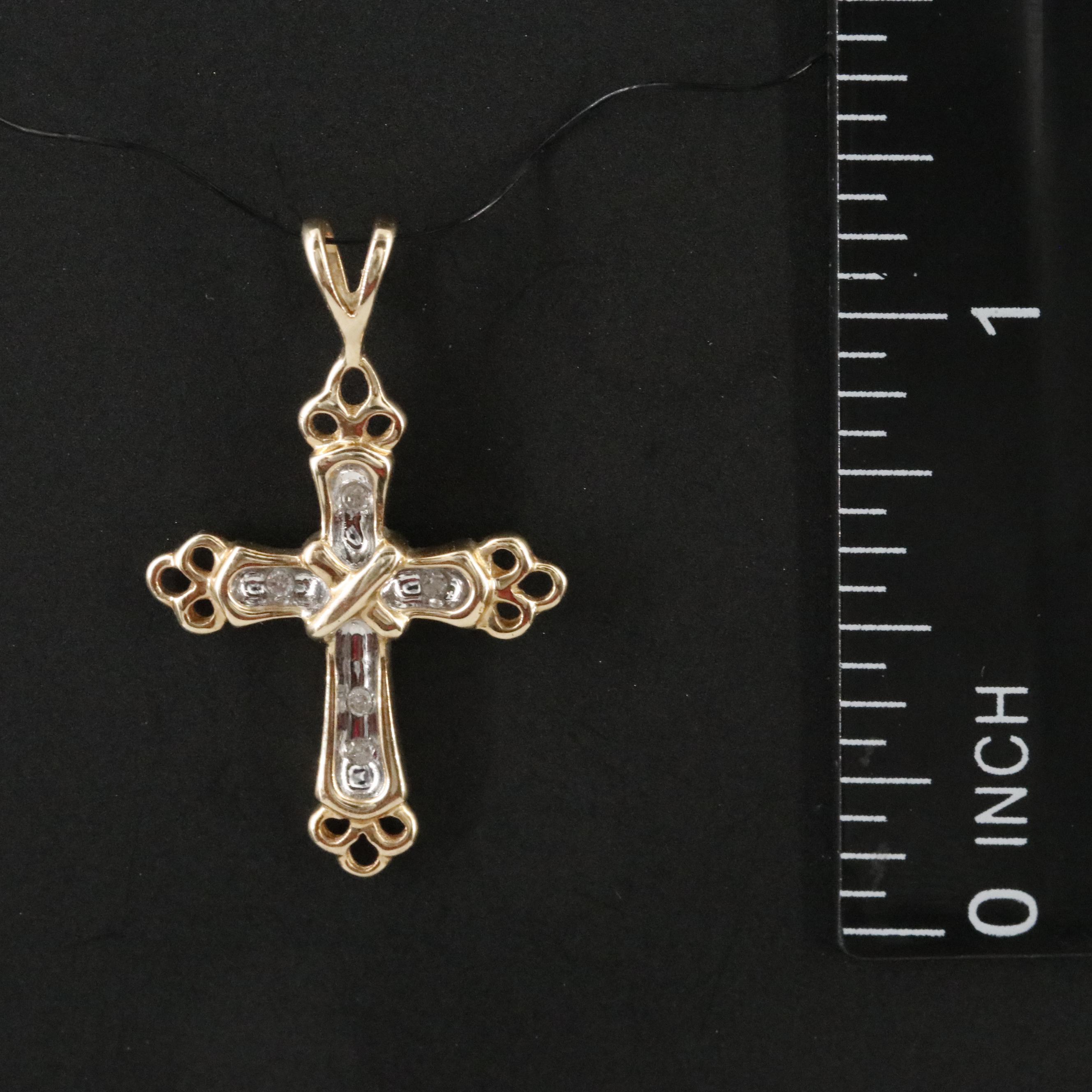 10K 0.03 CTW Diamond Cross Pendant