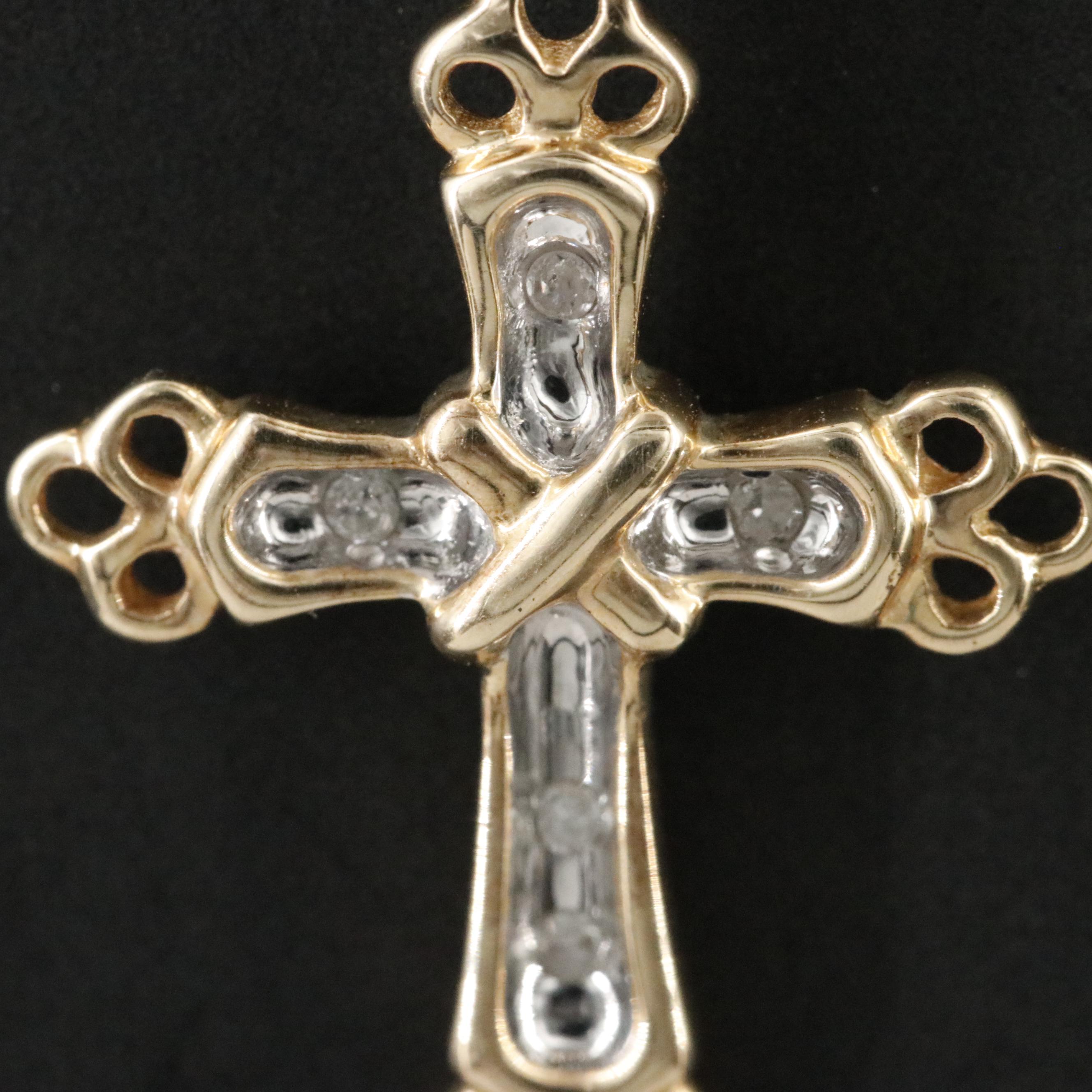 10K 0.03 CTW Diamond Cross Pendant