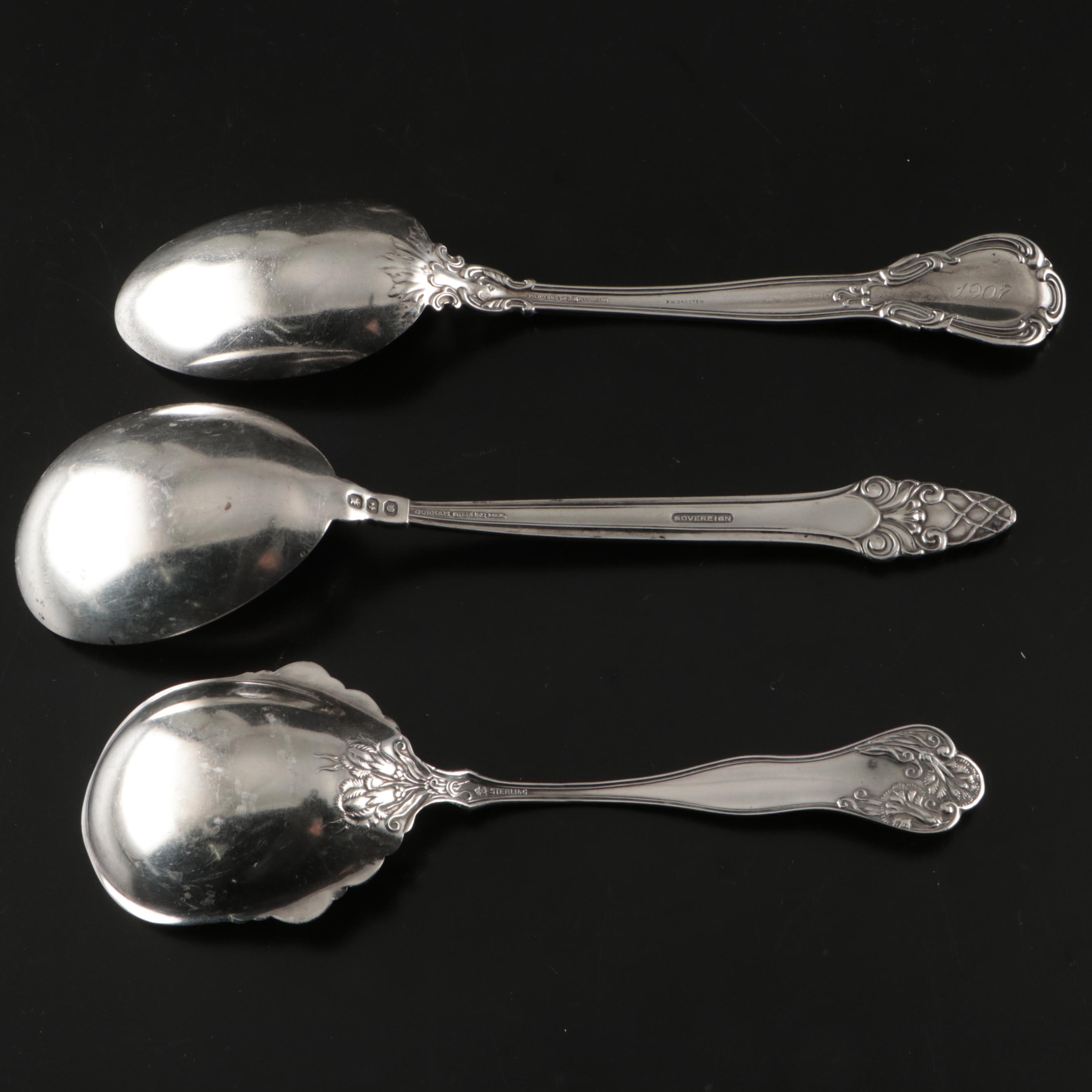 Gorham "Sovereign-Old" Sterling Casserole Spoon with Other Serving Utensils