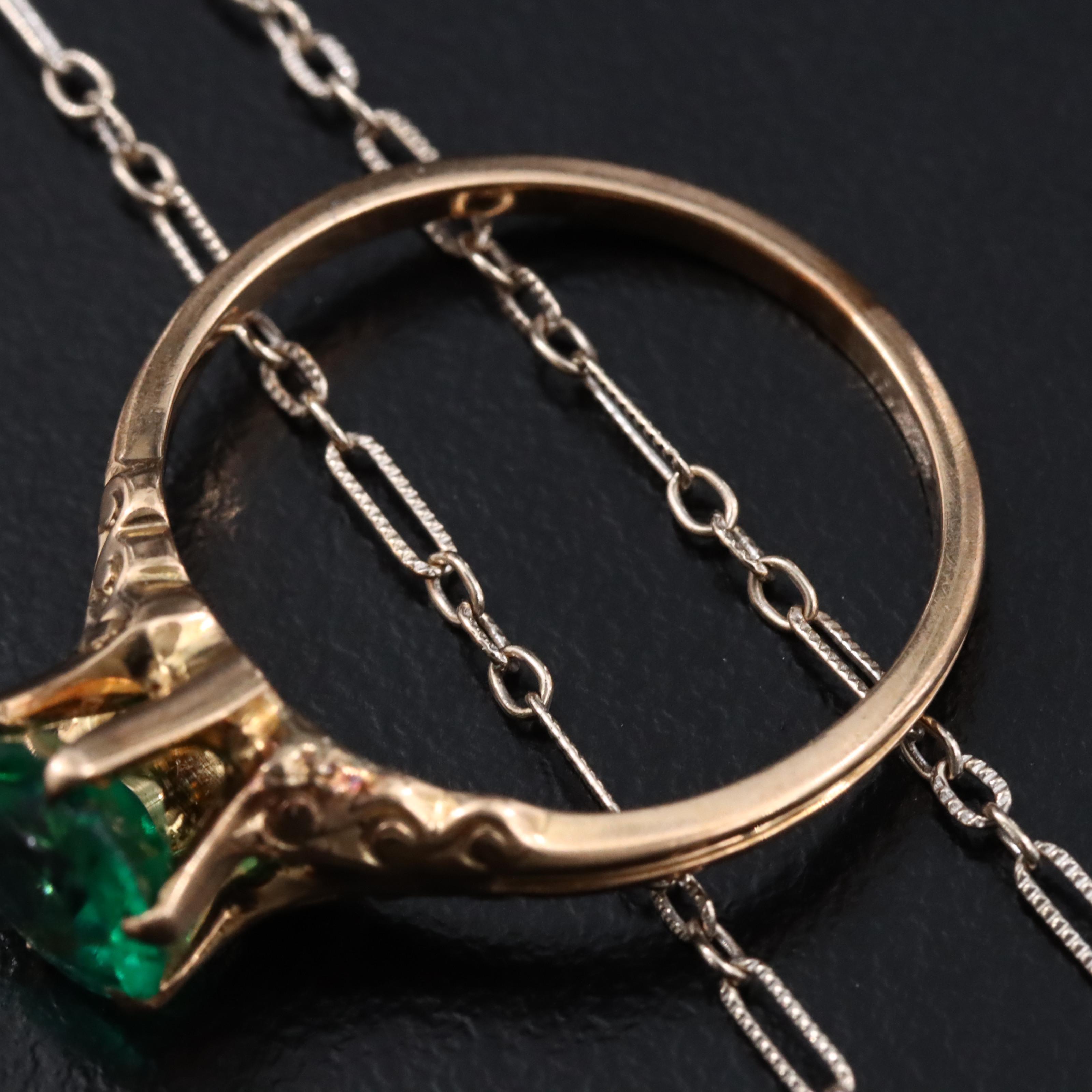 14K Rock Crystal and Diamond Necklace and 10K Garnet Glass Doublet Ring