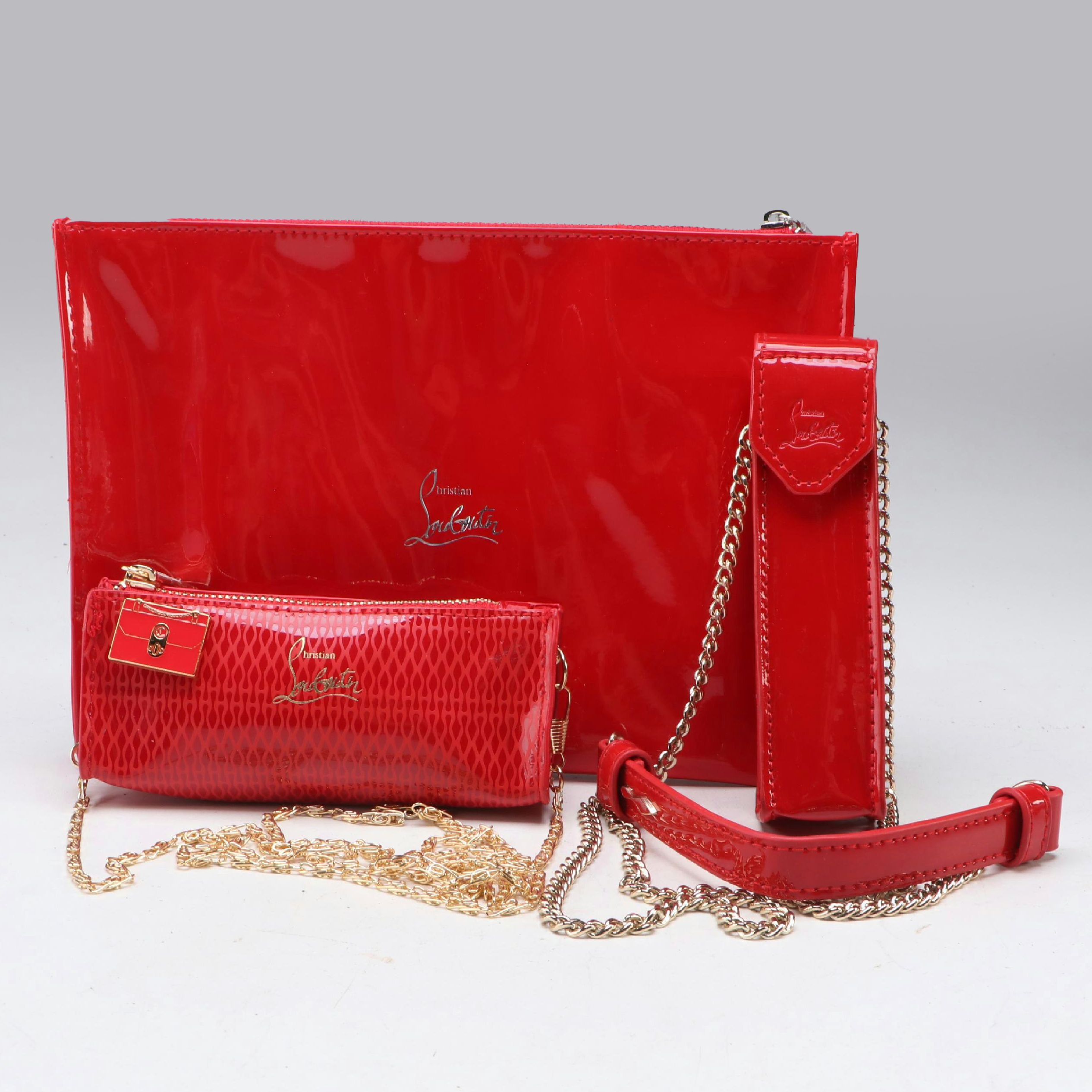 Christian Louboutin Beauté Promotional Pouches & Lipstick Case with Chain Straps
