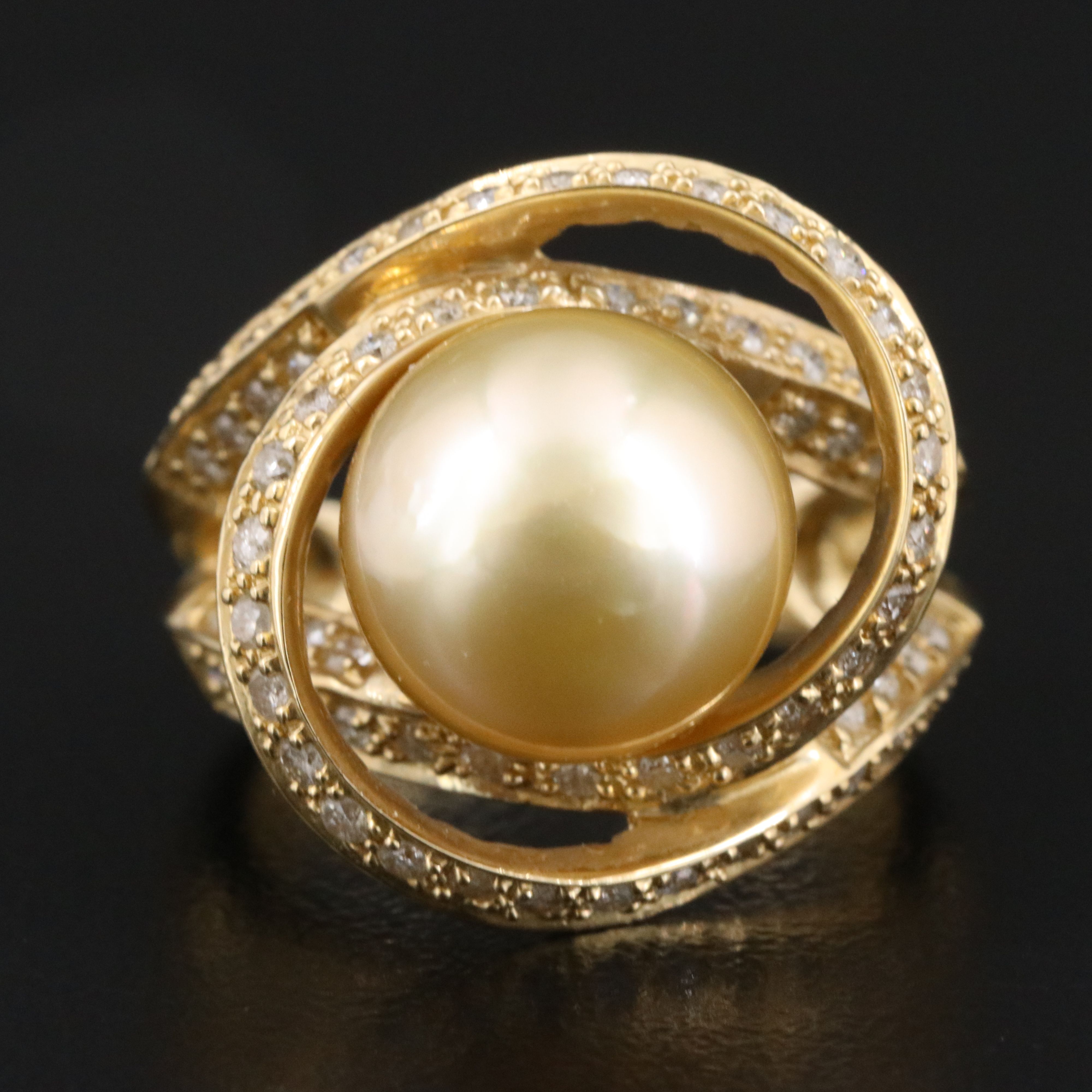 14K Pearl and 1.00 CTW Diamond Ring