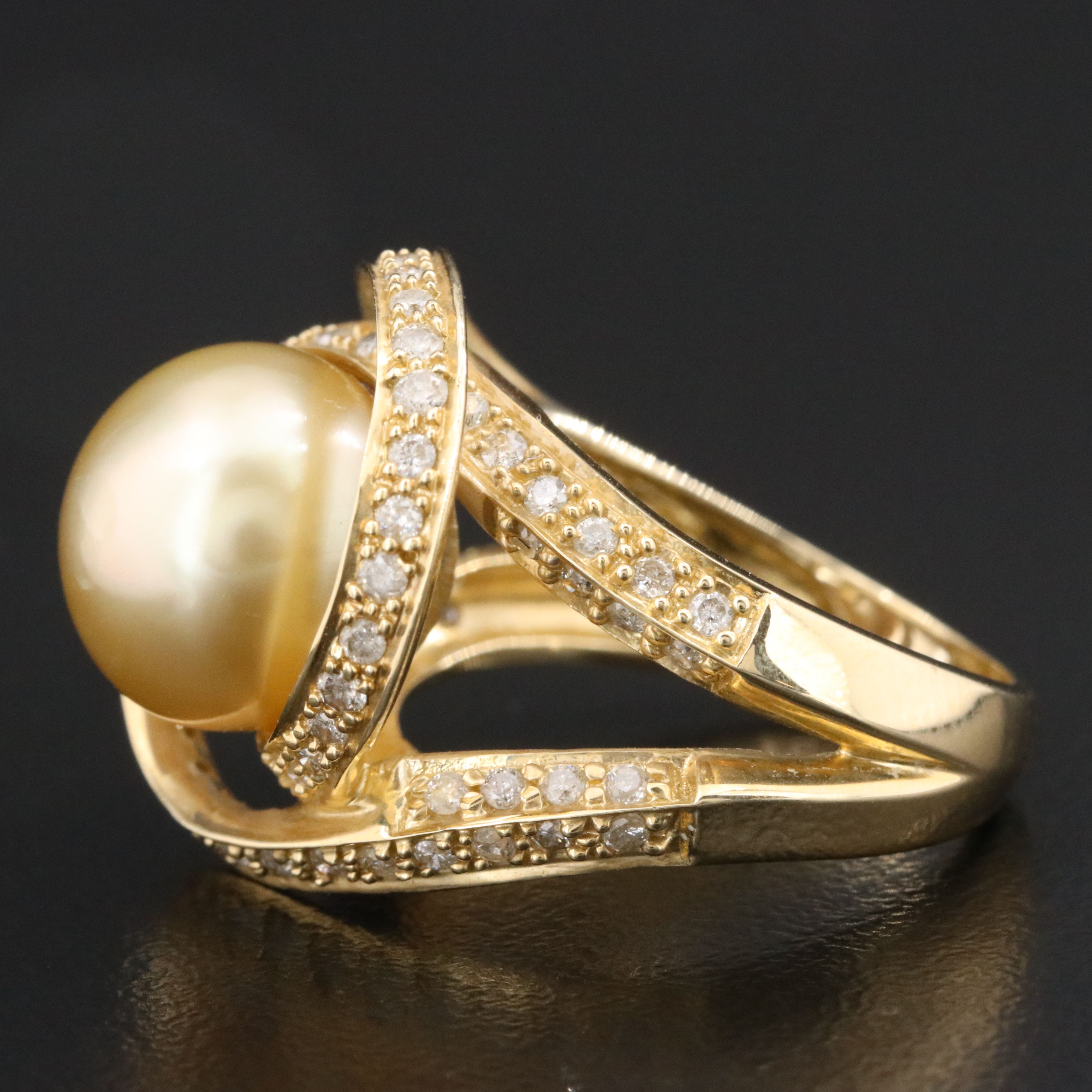 14K Pearl and 1.00 CTW Diamond Ring