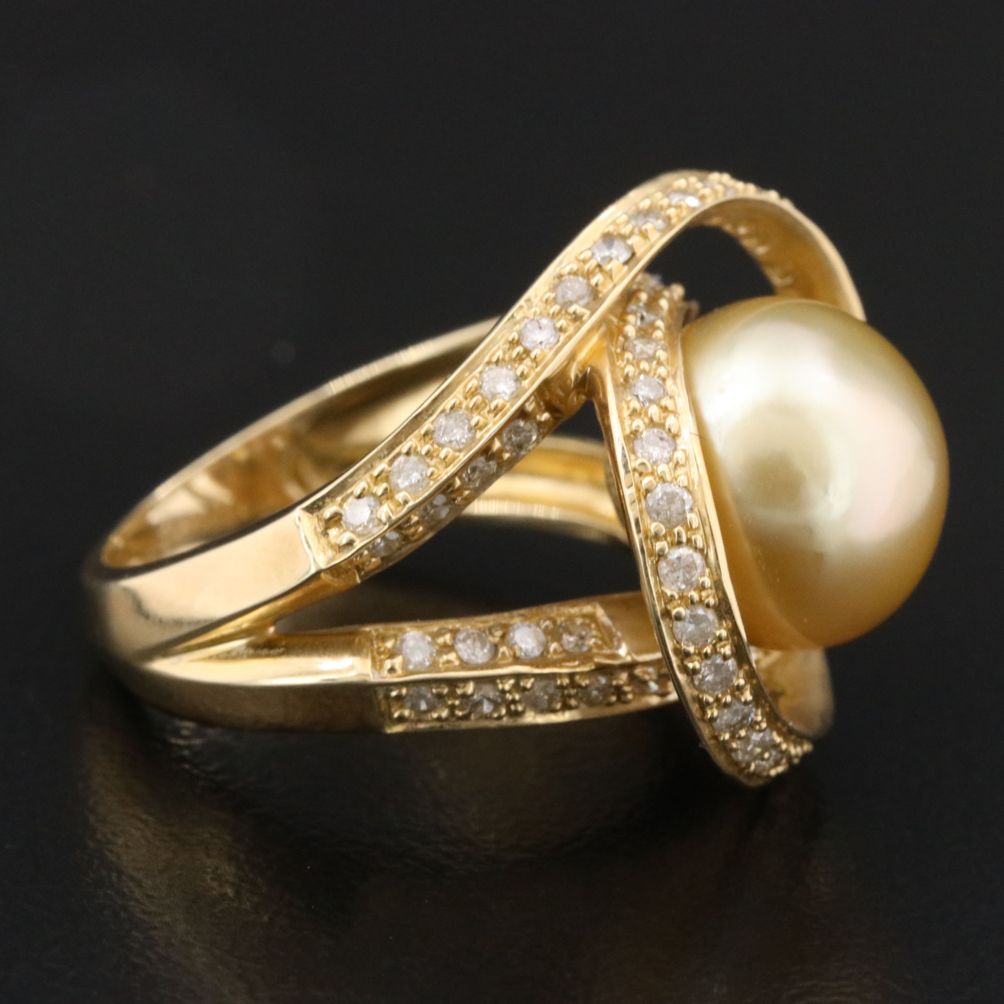14K Pearl and 1.00 CTW Diamond Ring