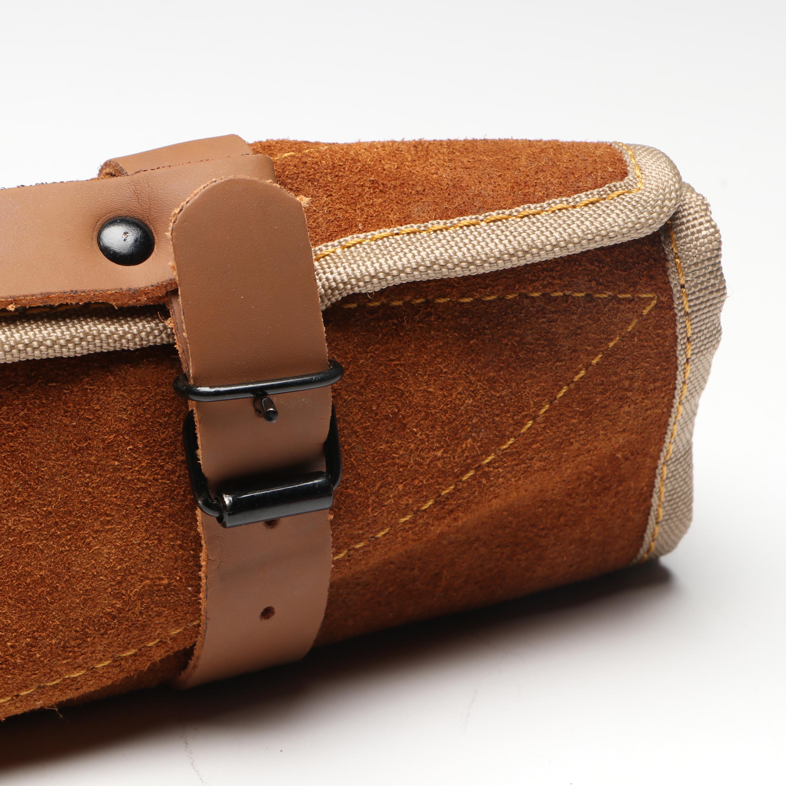 Damascus Steel Marbled Handled Chef's Knife Set in Suede Leather Roll