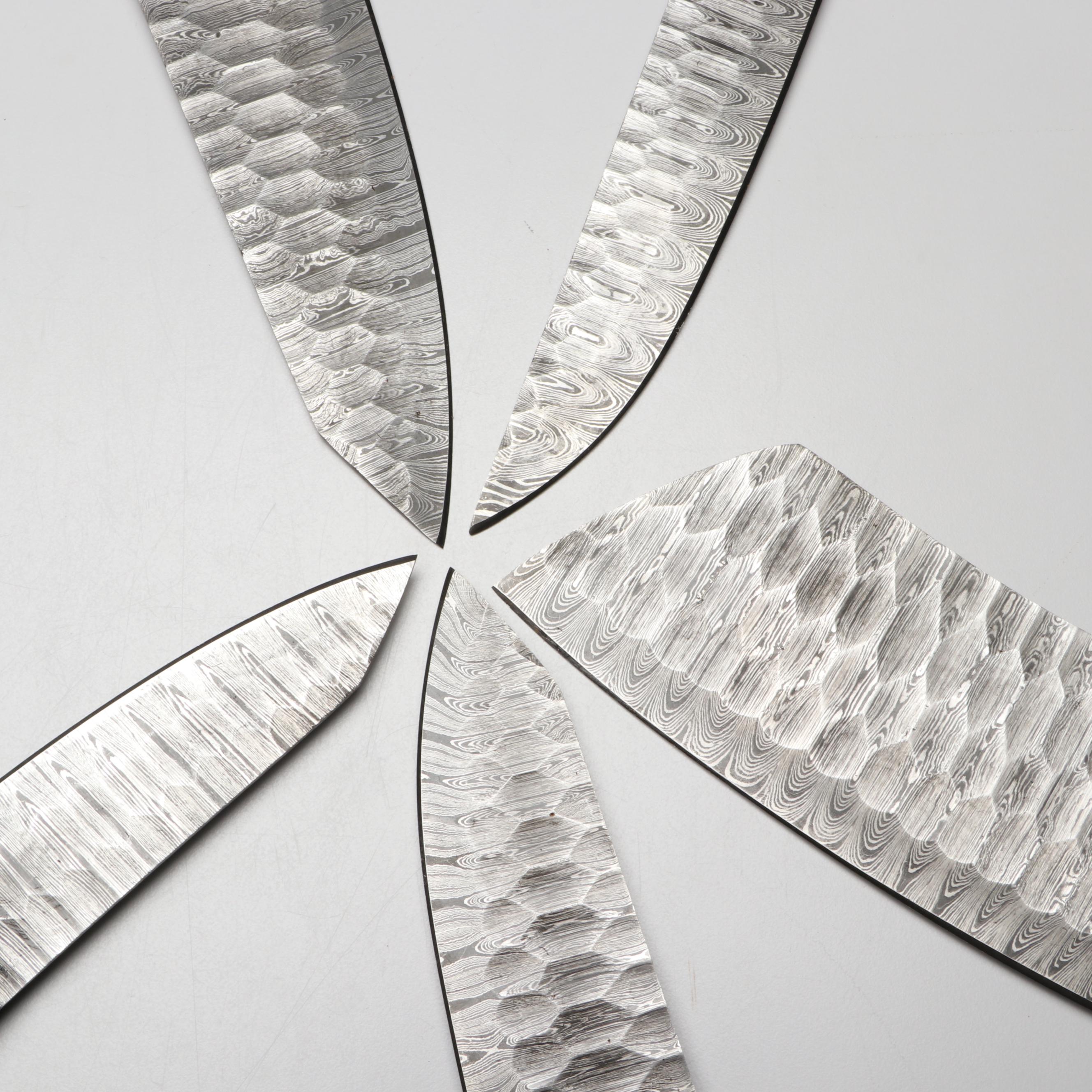 Damascus Steel Marbled Handled Chef's Knife Set in Suede Leather Roll