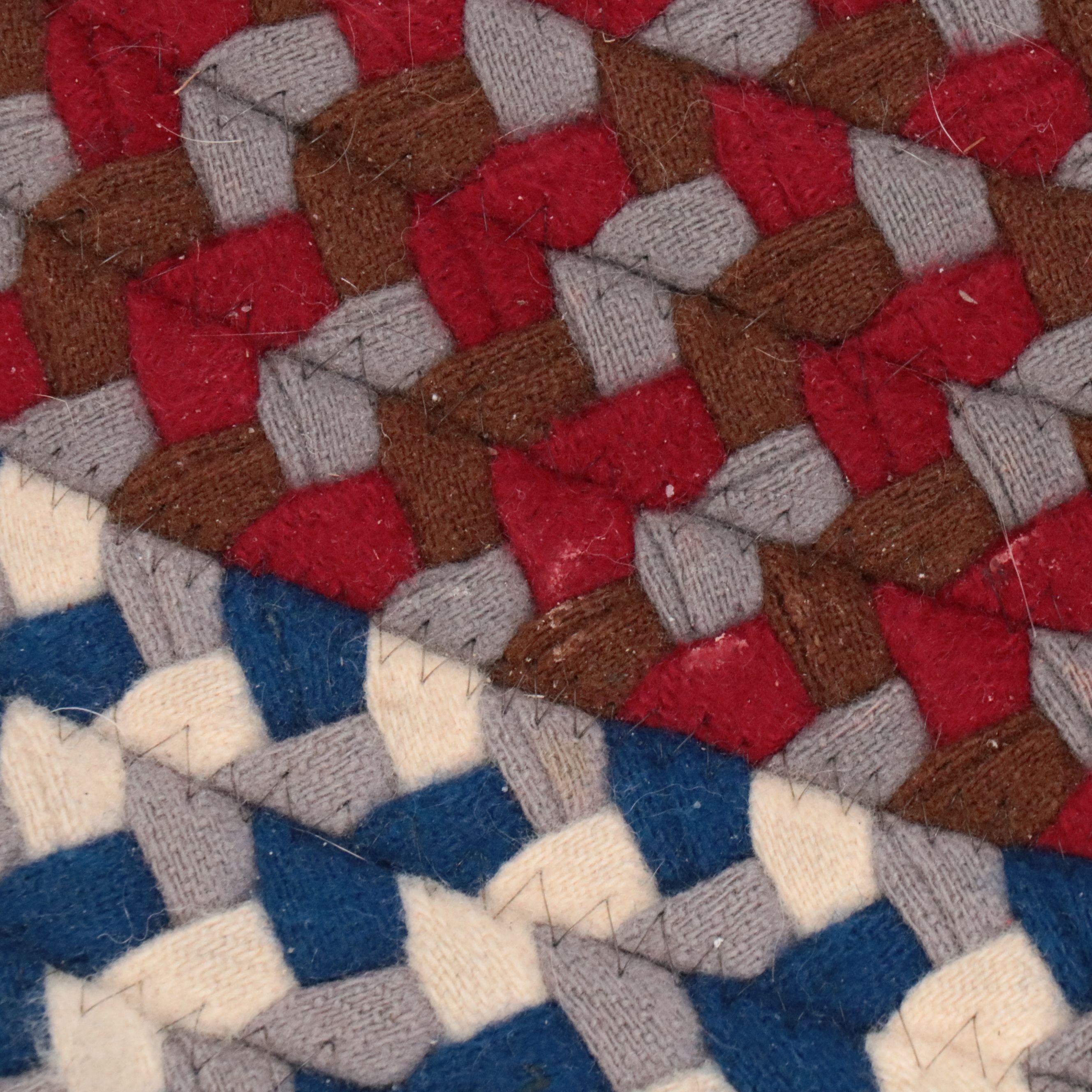 12'1 x 14'11 Oval Handmade Braided Room-Sized Rug