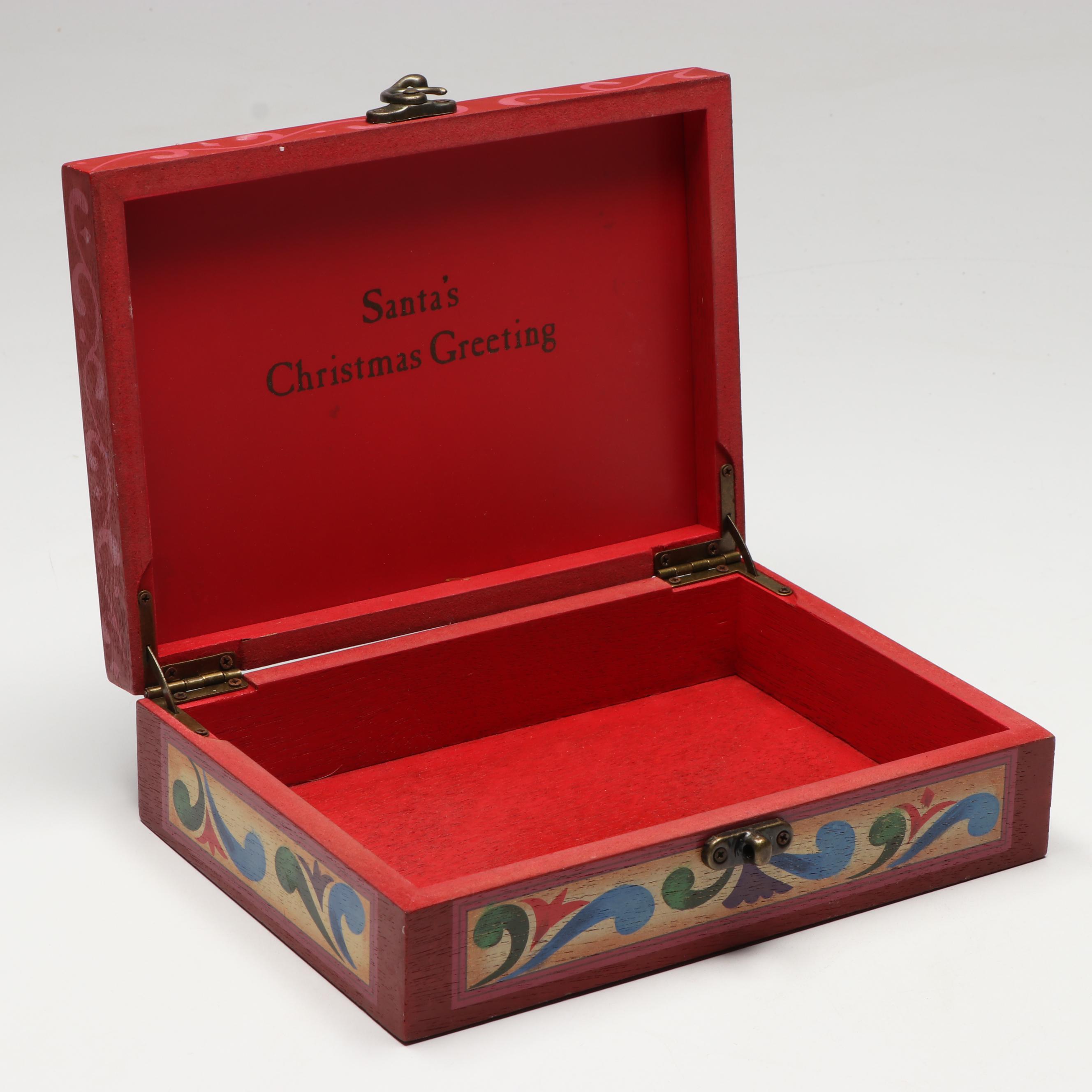 Jim Shore "Santa's Christmas Greeting" Folk Art Carved Wood Box