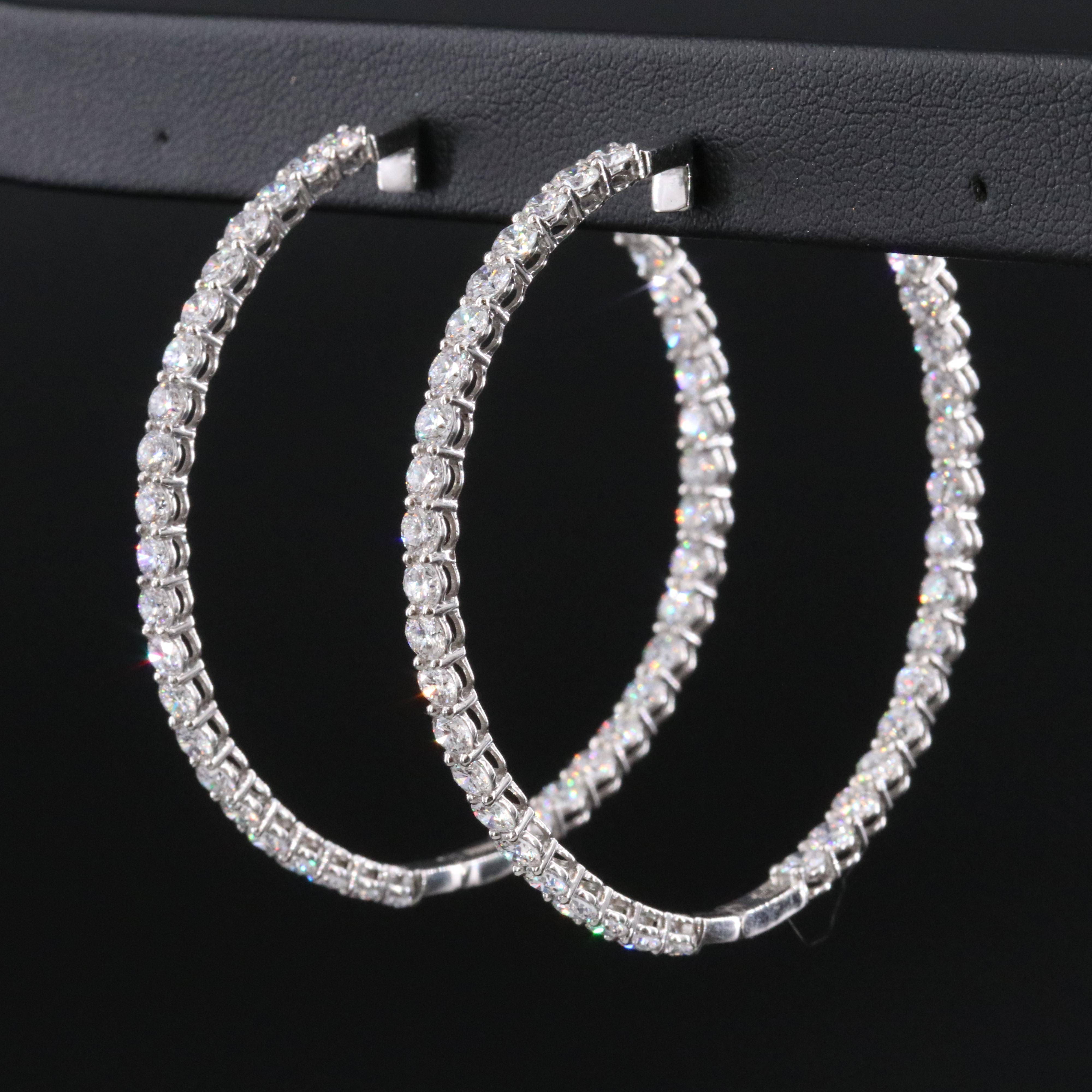 Platinum 9.02 CTW Lab Grown Diamond Inside-Out Hoop Earrings