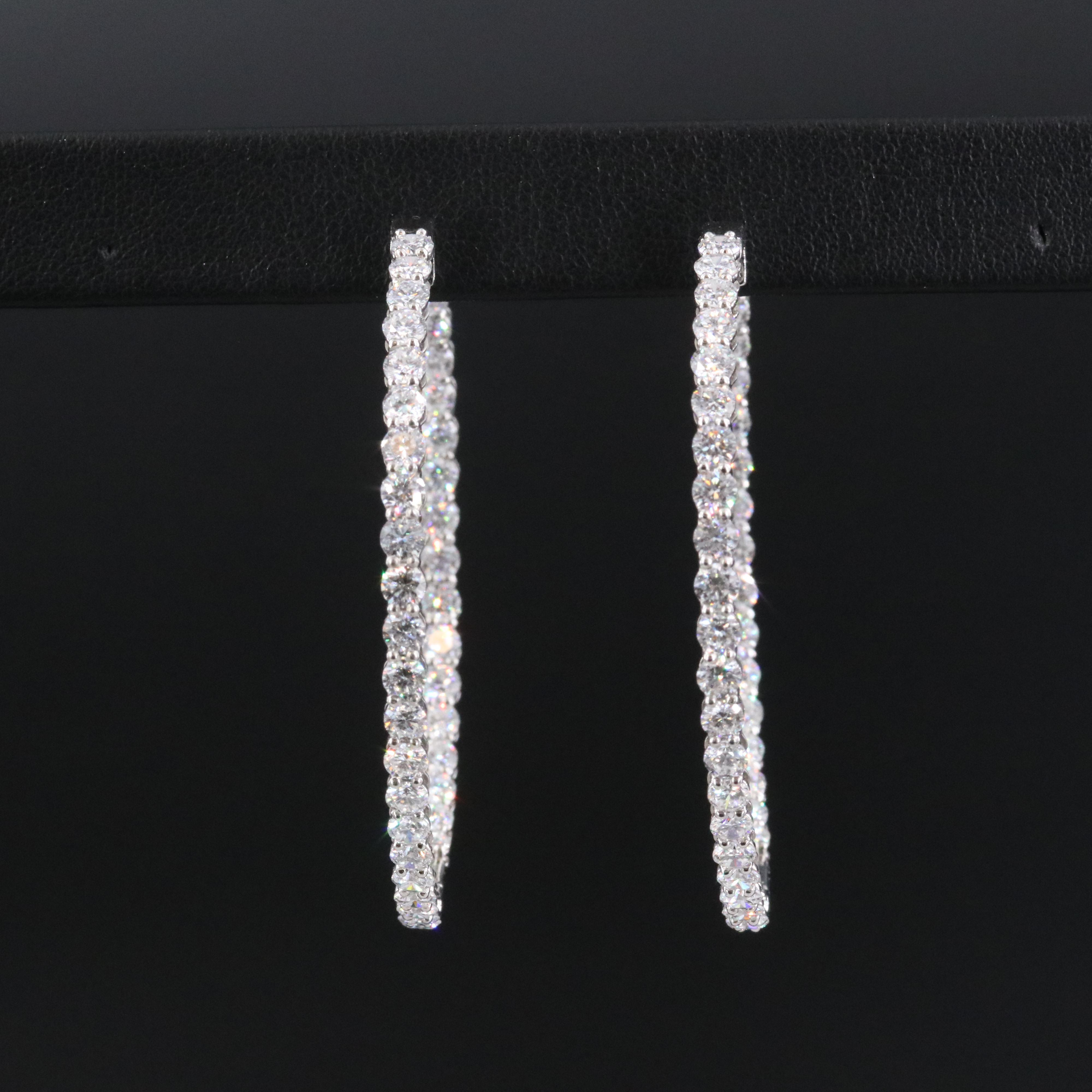 Platinum 9.02 CTW Lab Grown Diamond Inside-Out Hoop Earrings
