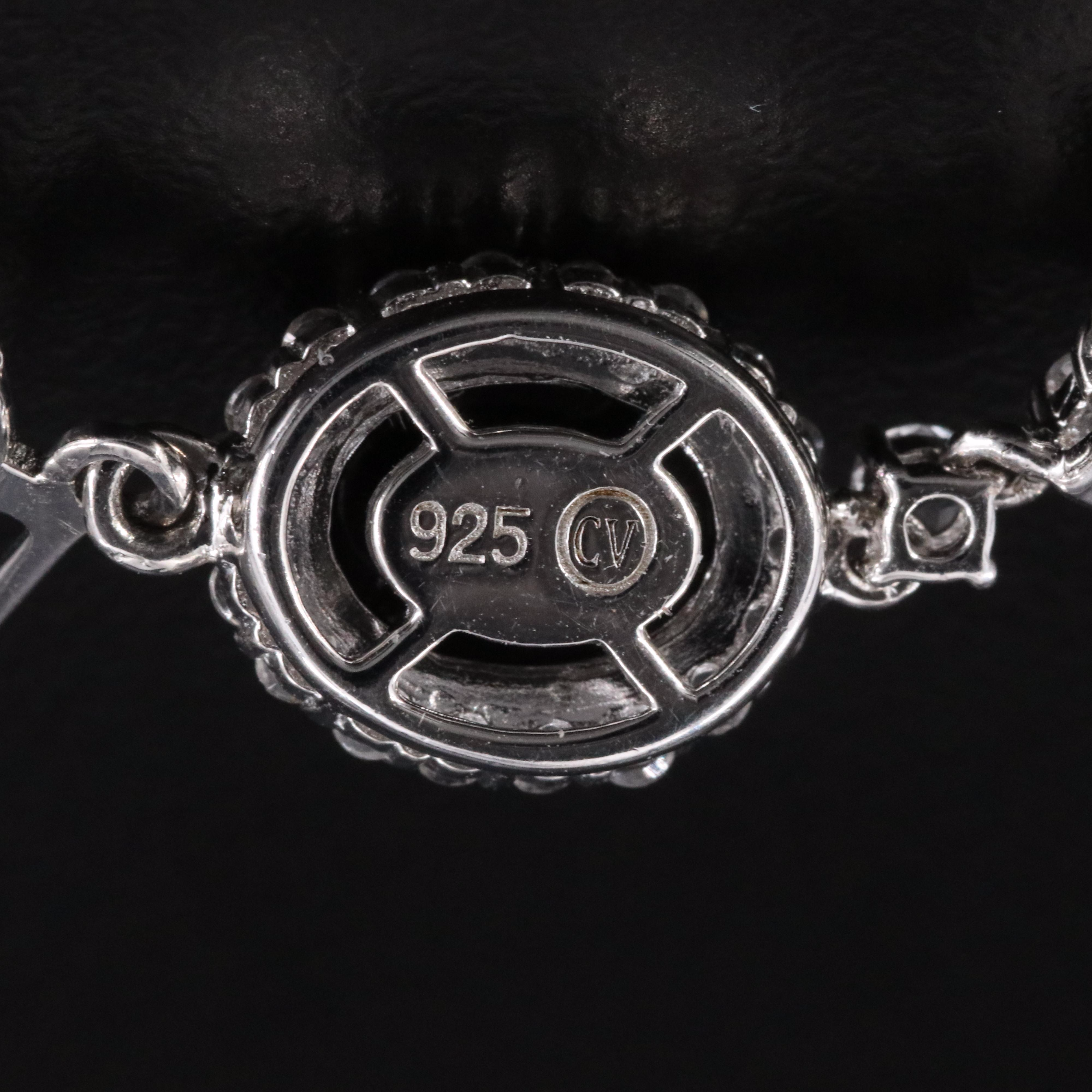 Carlo Viani Black Onyx and White Topaz Sterling Earrings