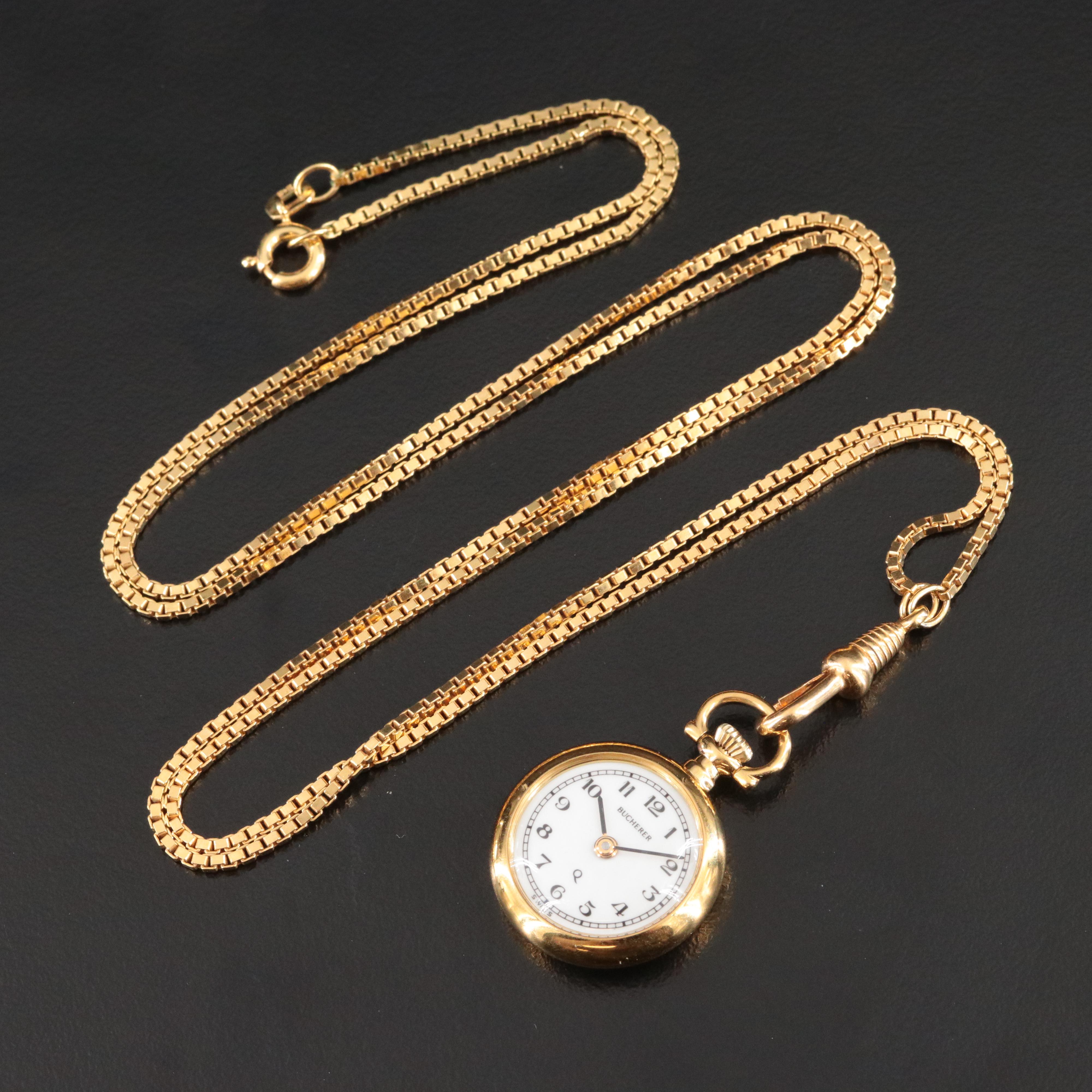 Bucherer Swiss Quartz Rose Etched Pendant Watch