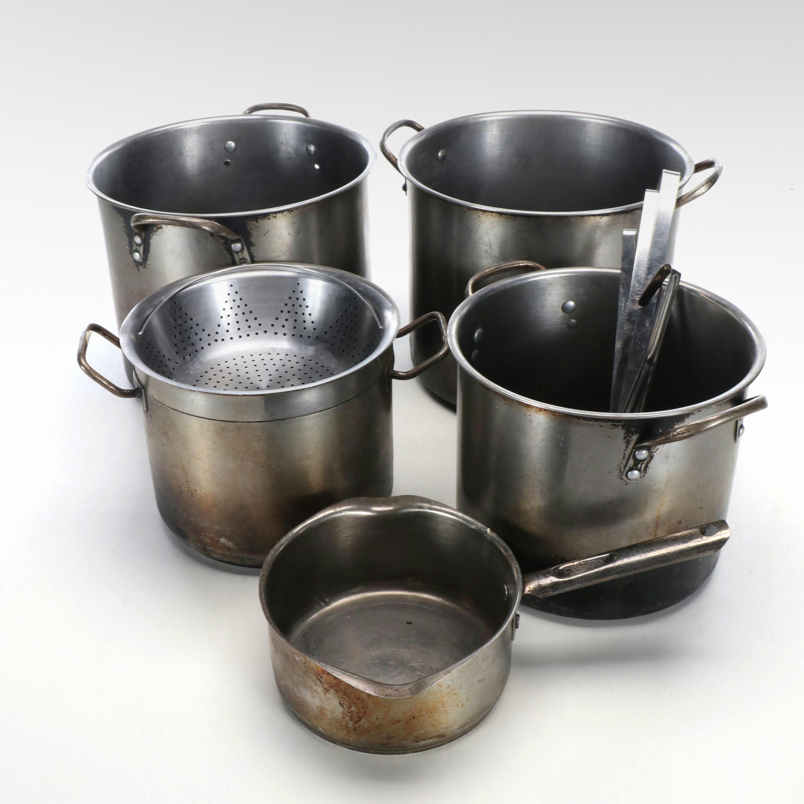 Commercial Grade Aluminum Stock Pots, Sauce Pan, Measuring Ladles with Strainer