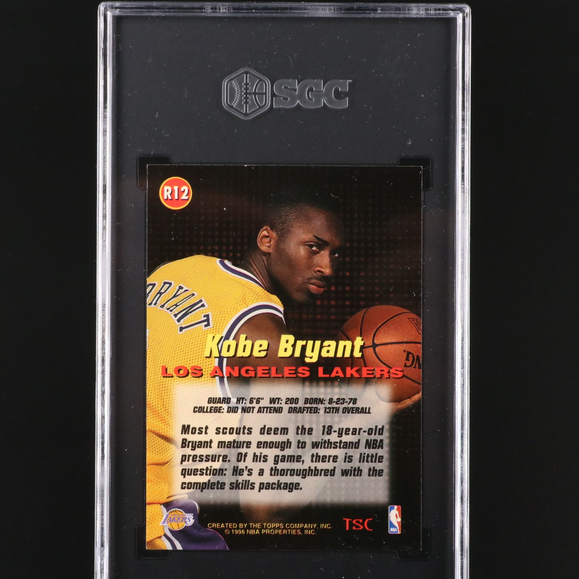 1996-97 Stadium Club Kobe Bryant Rookie Basketball Card Graded SGC 9