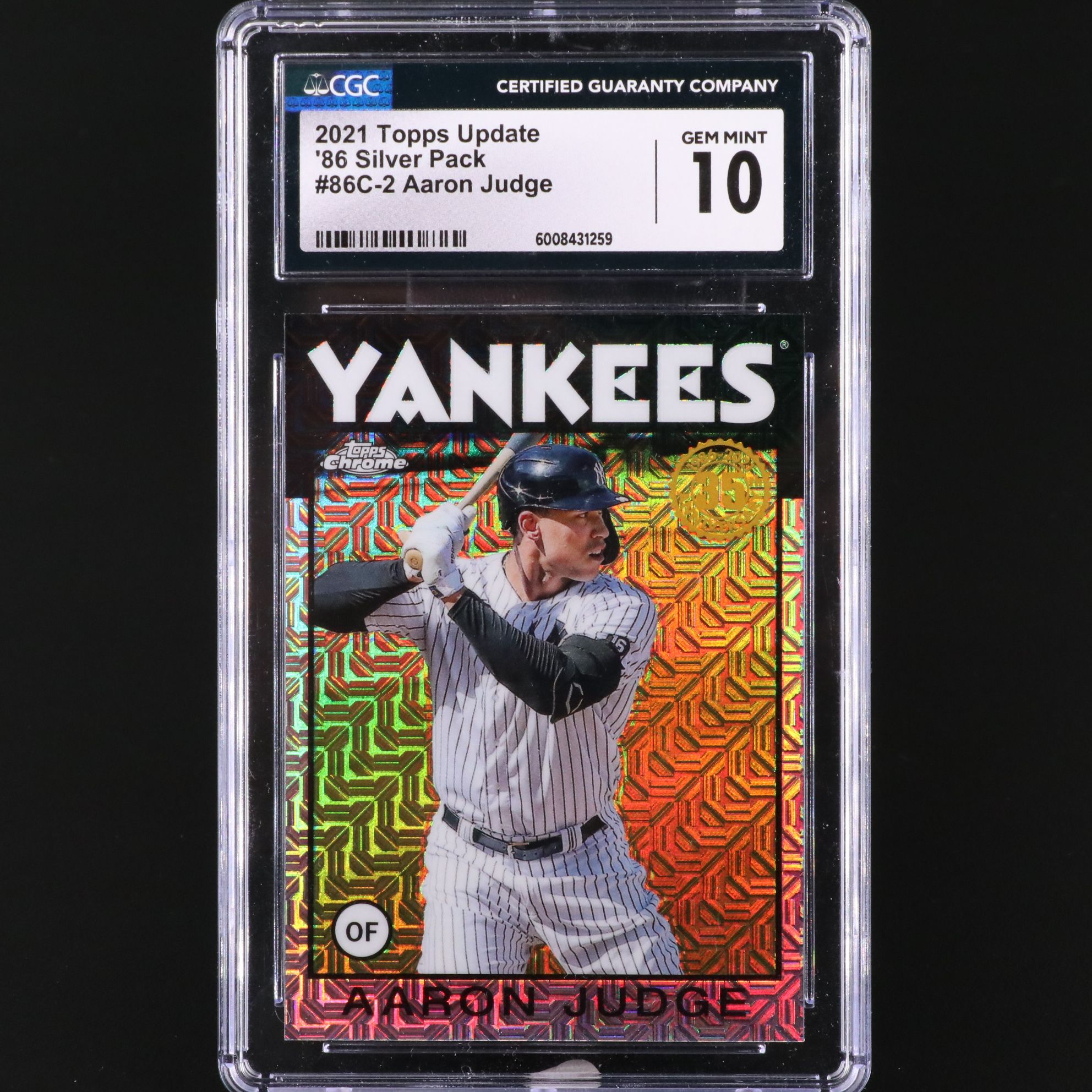 2021 Topps Chrome Aaron Judge Silver Pack Refractor Card Graded CGC 10