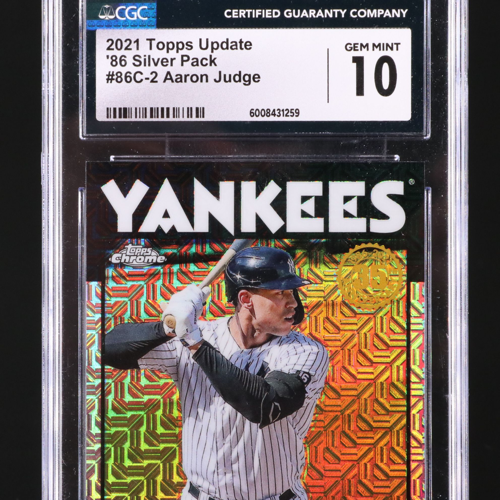 2021 Topps Chrome Aaron Judge Silver Pack Refractor Card Graded CGC 10