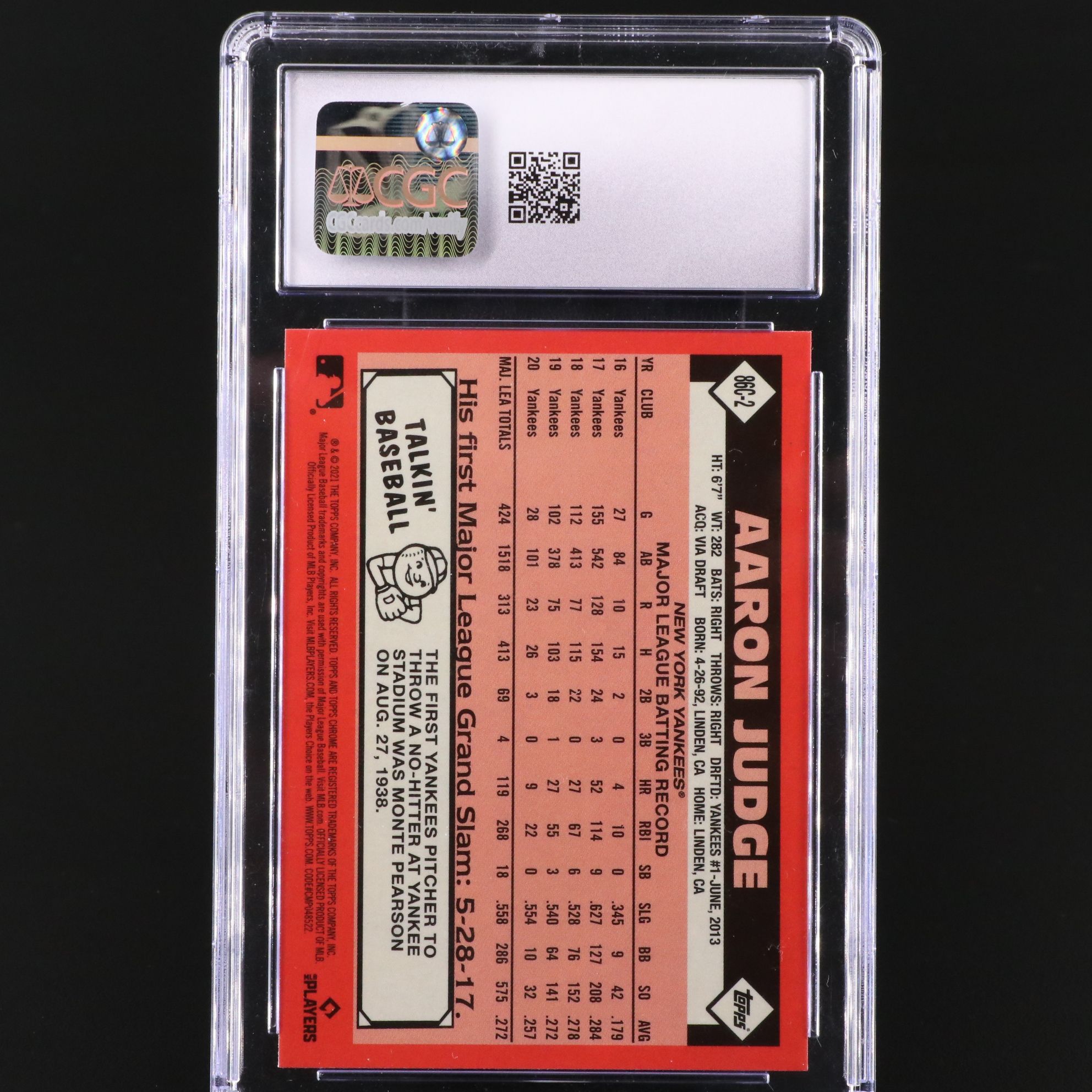 2021 Topps Chrome Aaron Judge Silver Pack Refractor Card Graded CGC 10