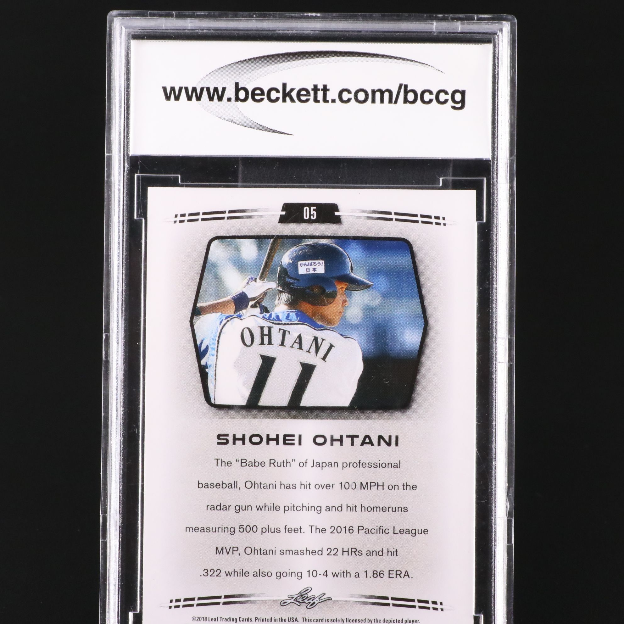 2018 Leaf Shohei Ohtani Rookie Year Baseball Card Graded BCCG 10
