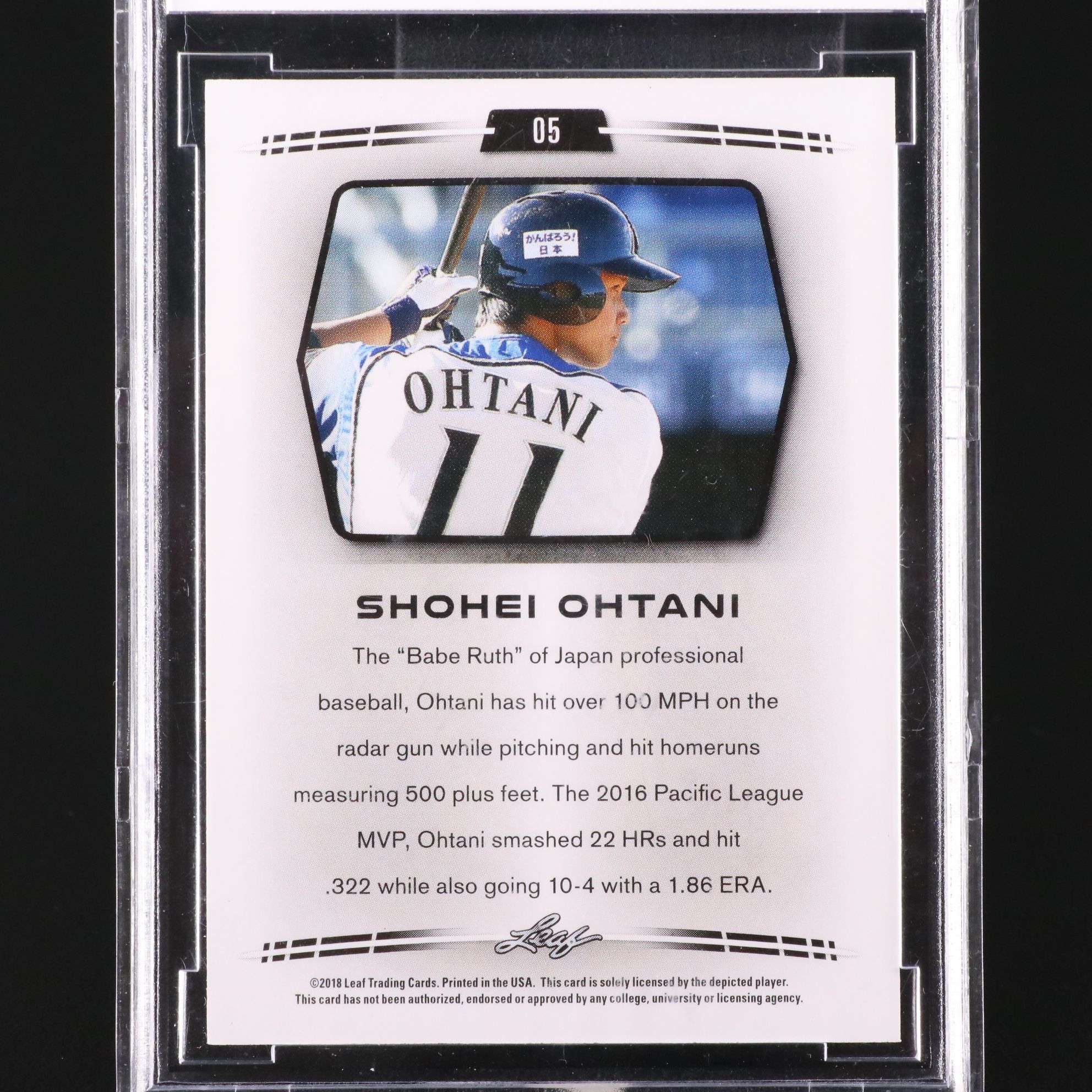 2018 Leaf Shohei Ohtani Rookie Year Baseball Card Graded BCCG 10