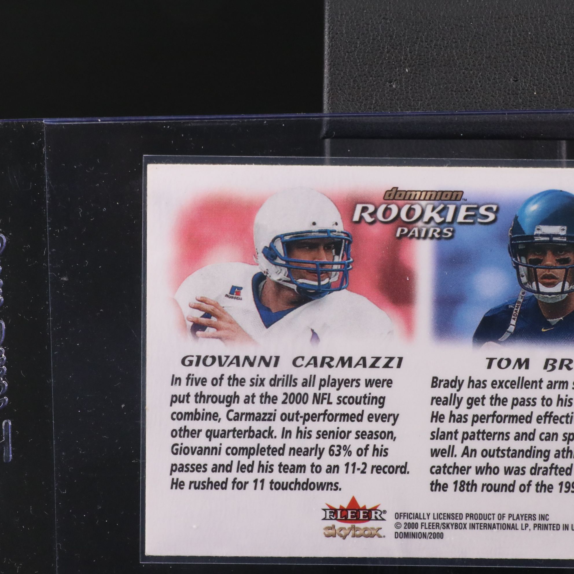 2000 Dominion Tom Brady New England Patriots Rookie Football Card