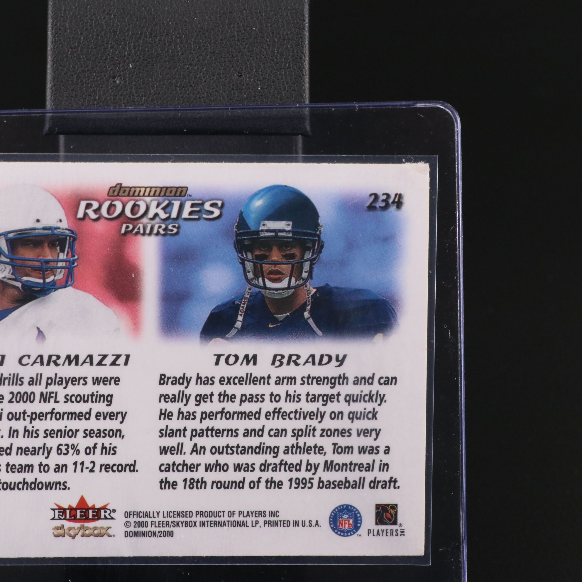 2000 Dominion Tom Brady New England Patriots Rookie Football Card