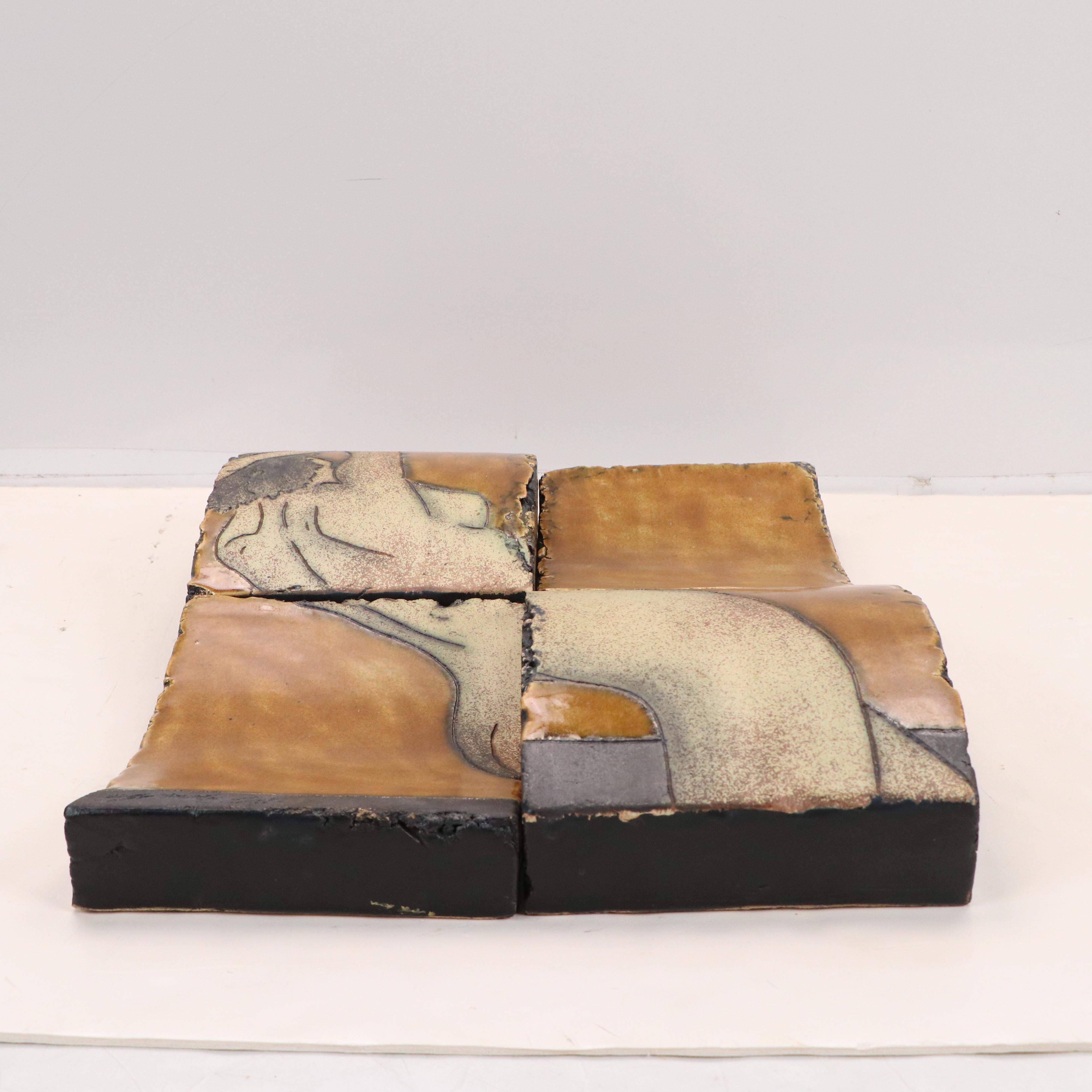 Dimensional Ceramic Tile Art with Glazed Nude Figure, 2004