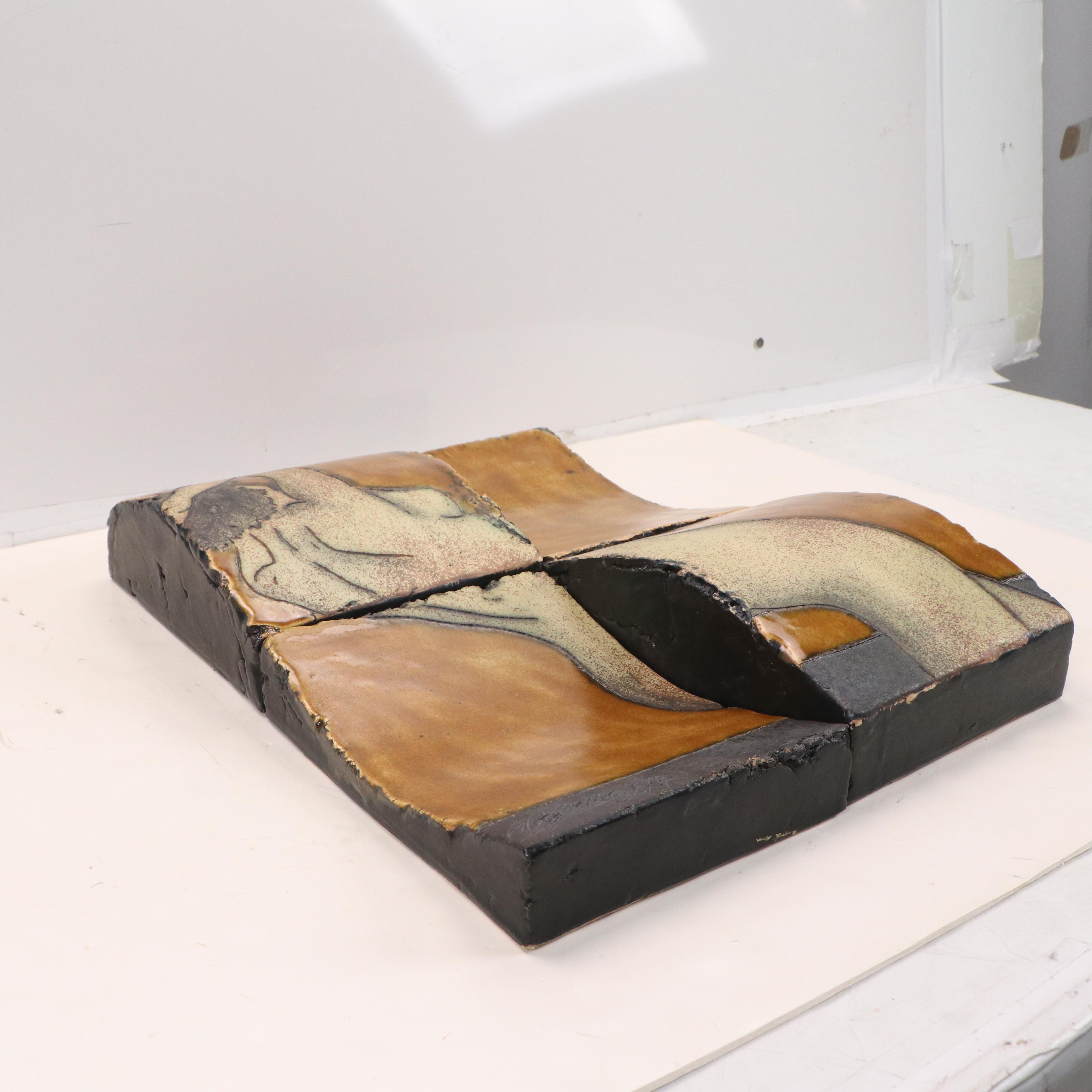 Dimensional Ceramic Tile Art with Glazed Nude Figure, 2004