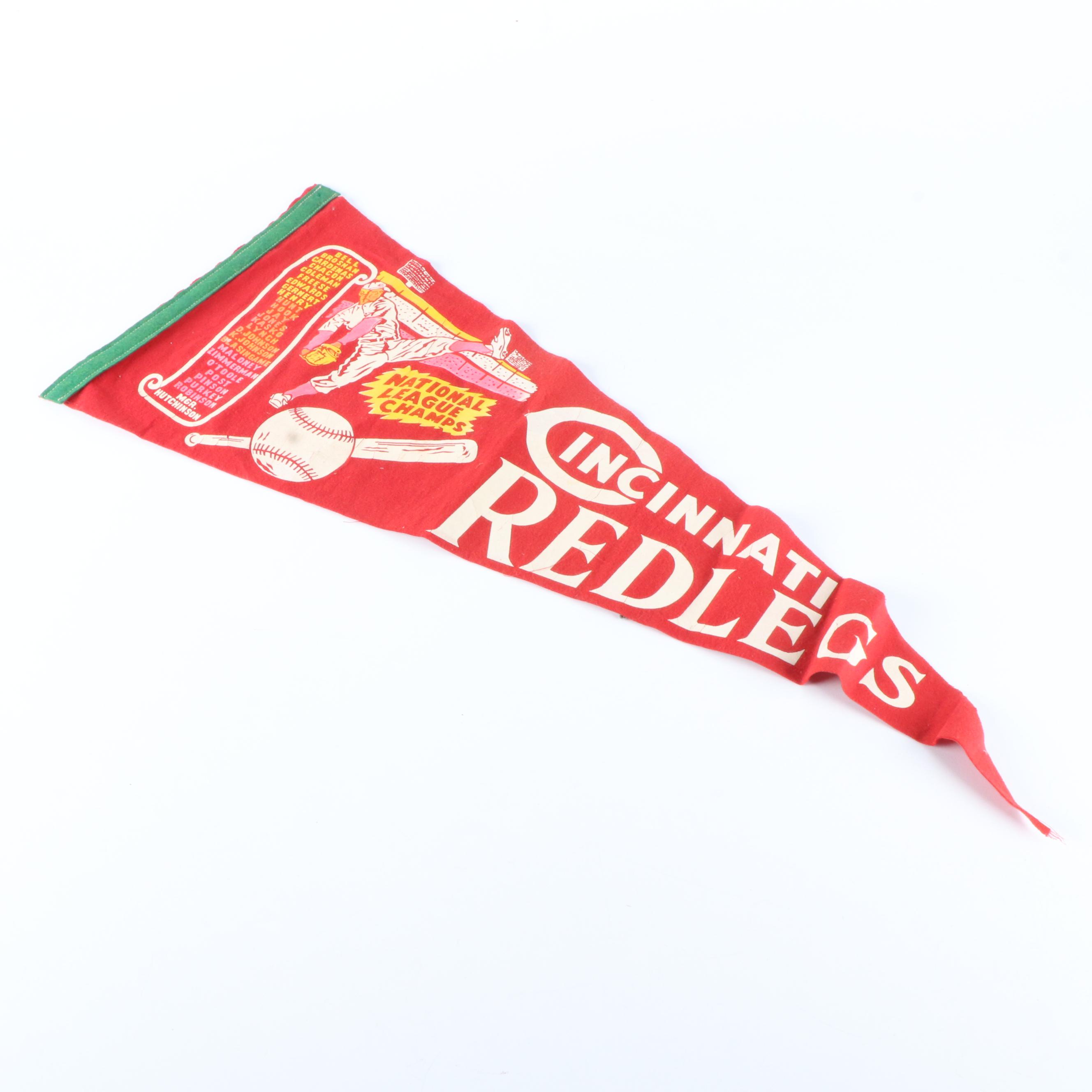 1961 Cincininati Reds National League Champs Pennant with More