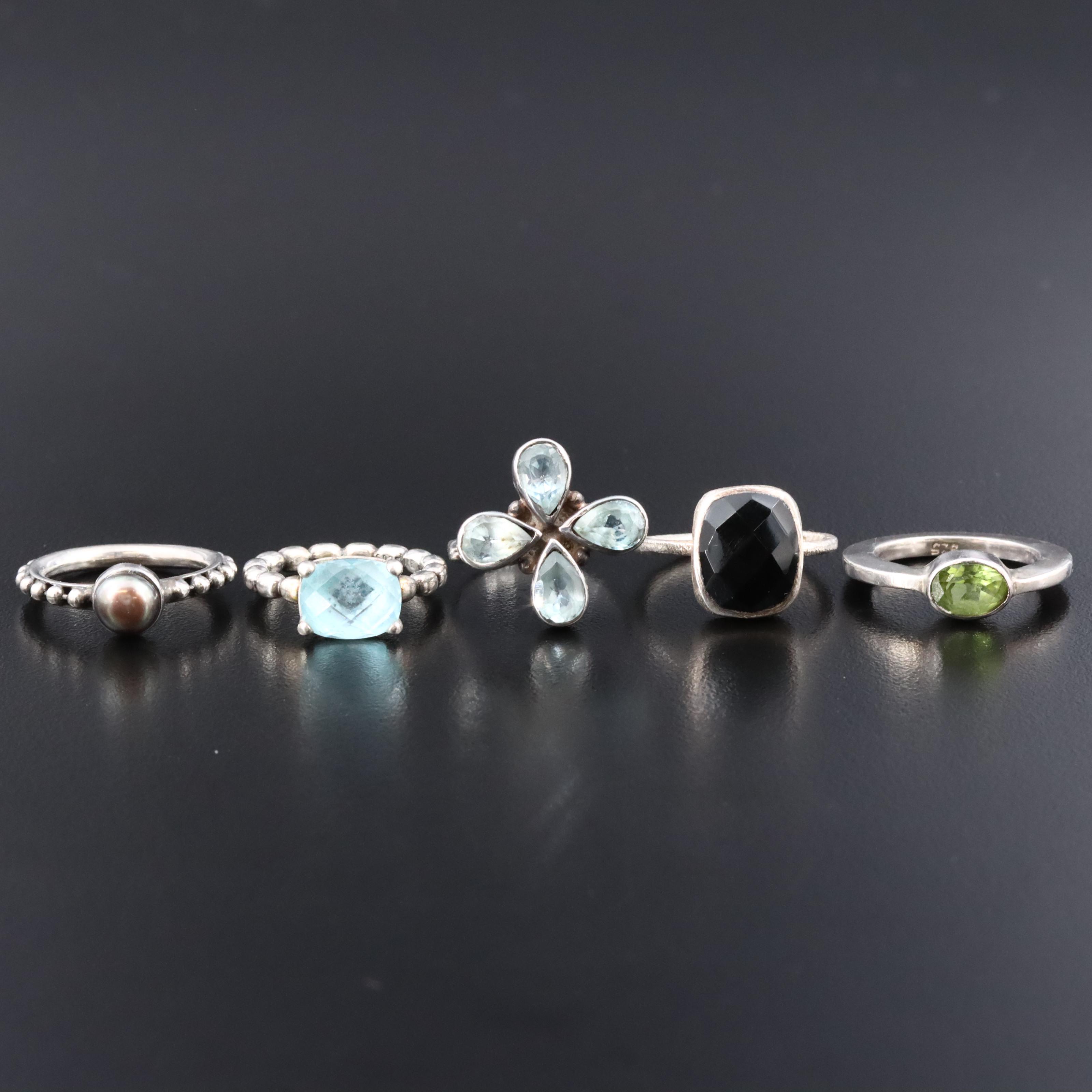 Pandora, Black Onyx and Peridot Featured in Sterling Rings