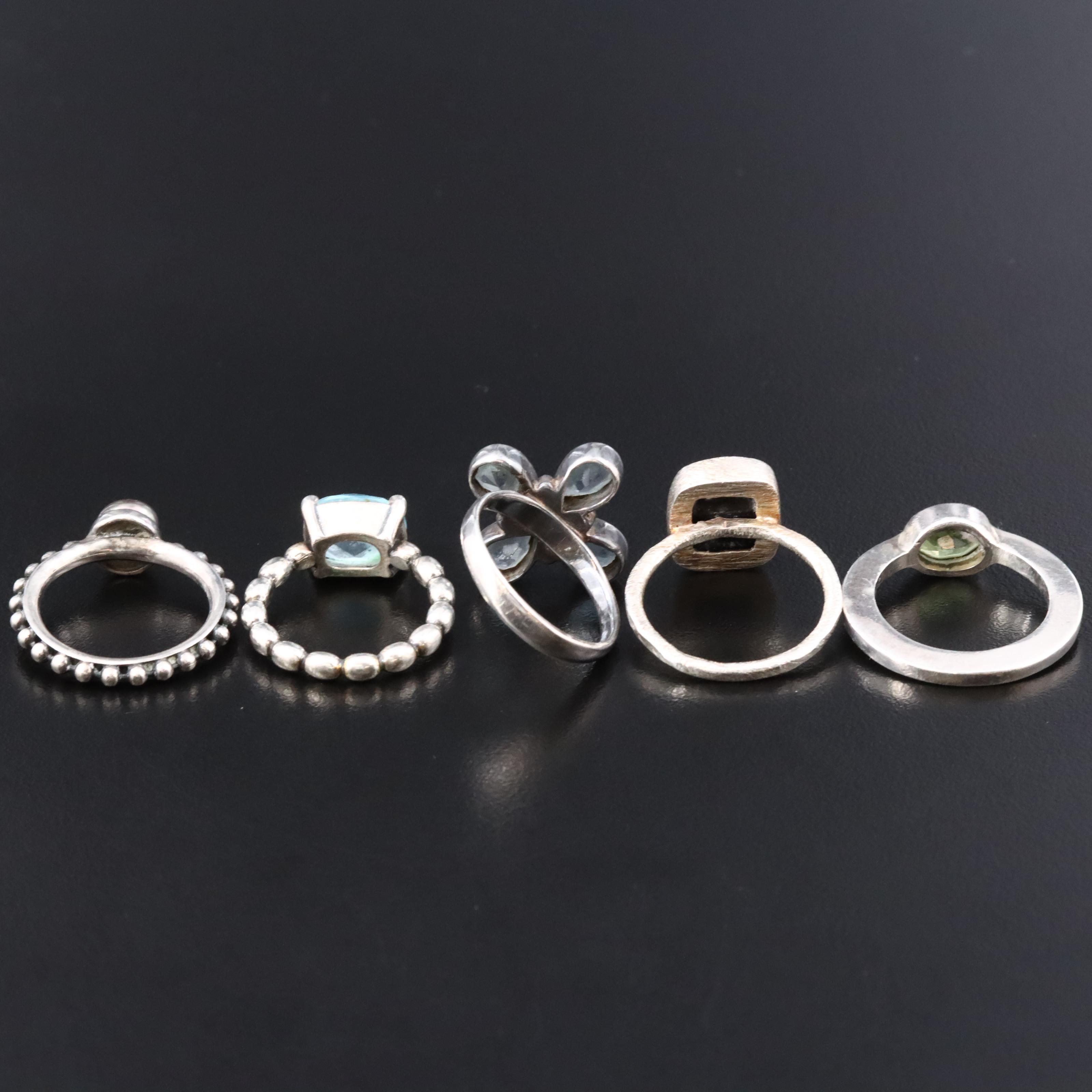 Pandora, Black Onyx and Peridot Featured in Sterling Rings