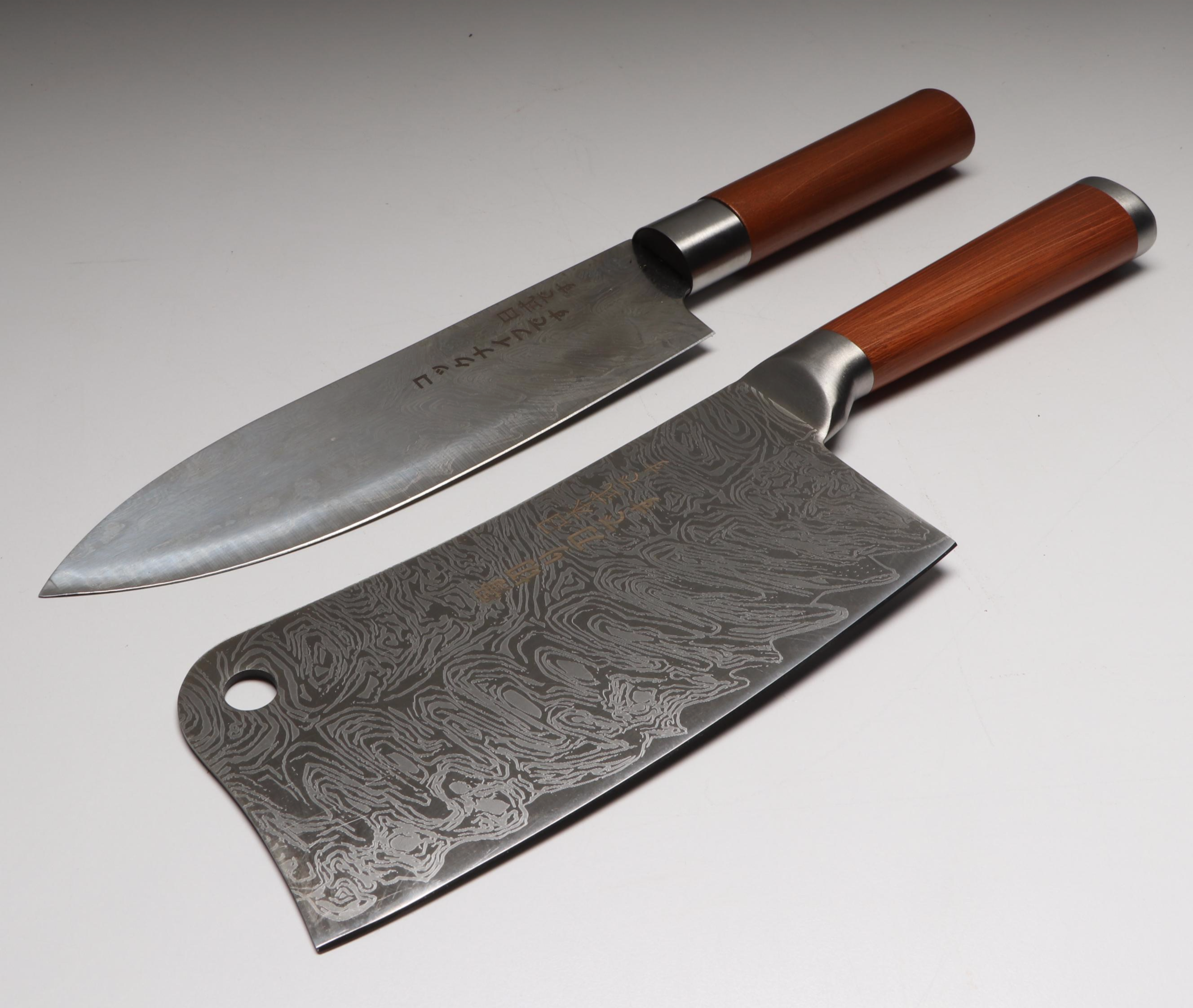 Japanese Style Etched Stainless Steel Chef's Knives