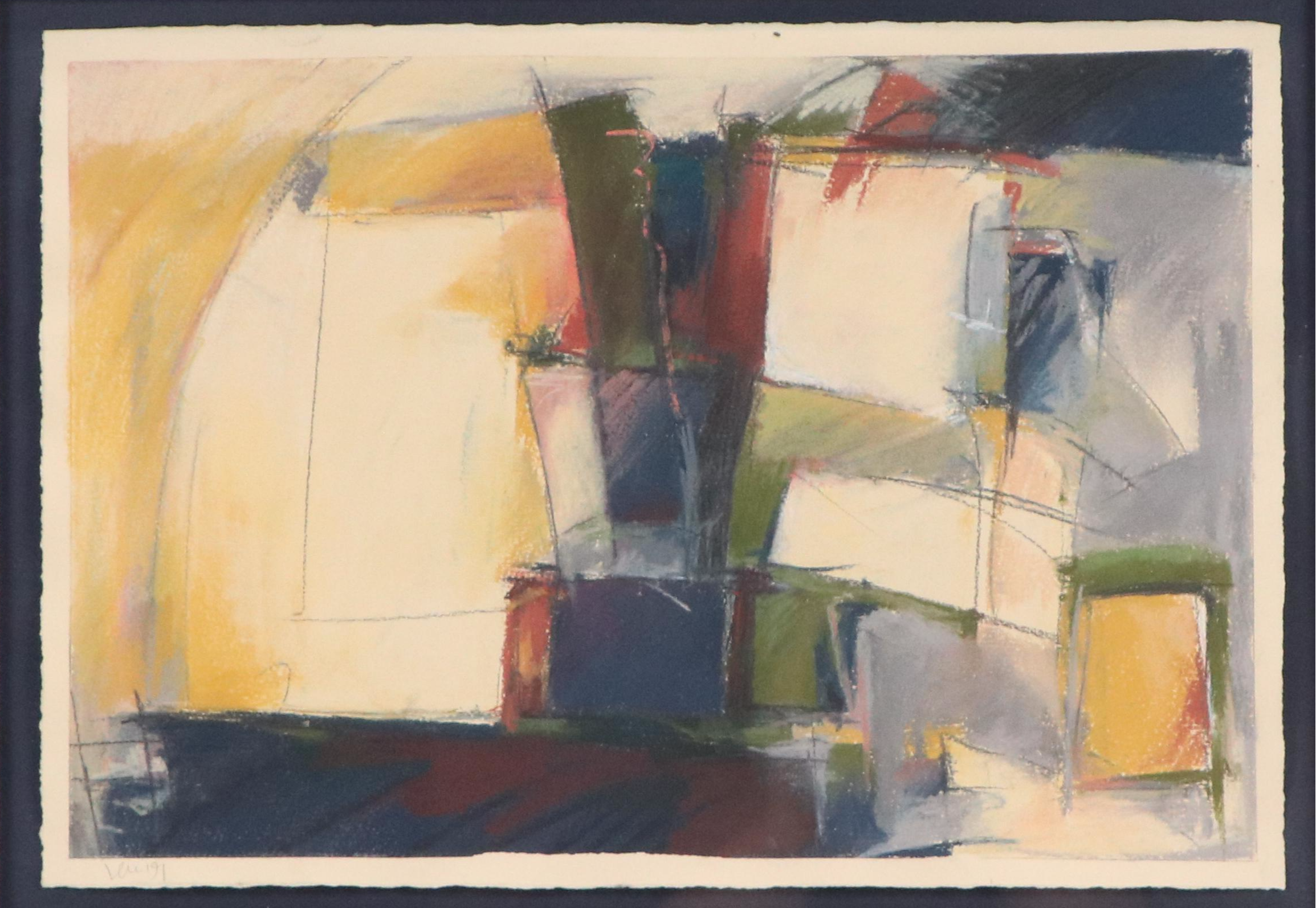 Abstract Geometric Watercolor Painting, 1991
