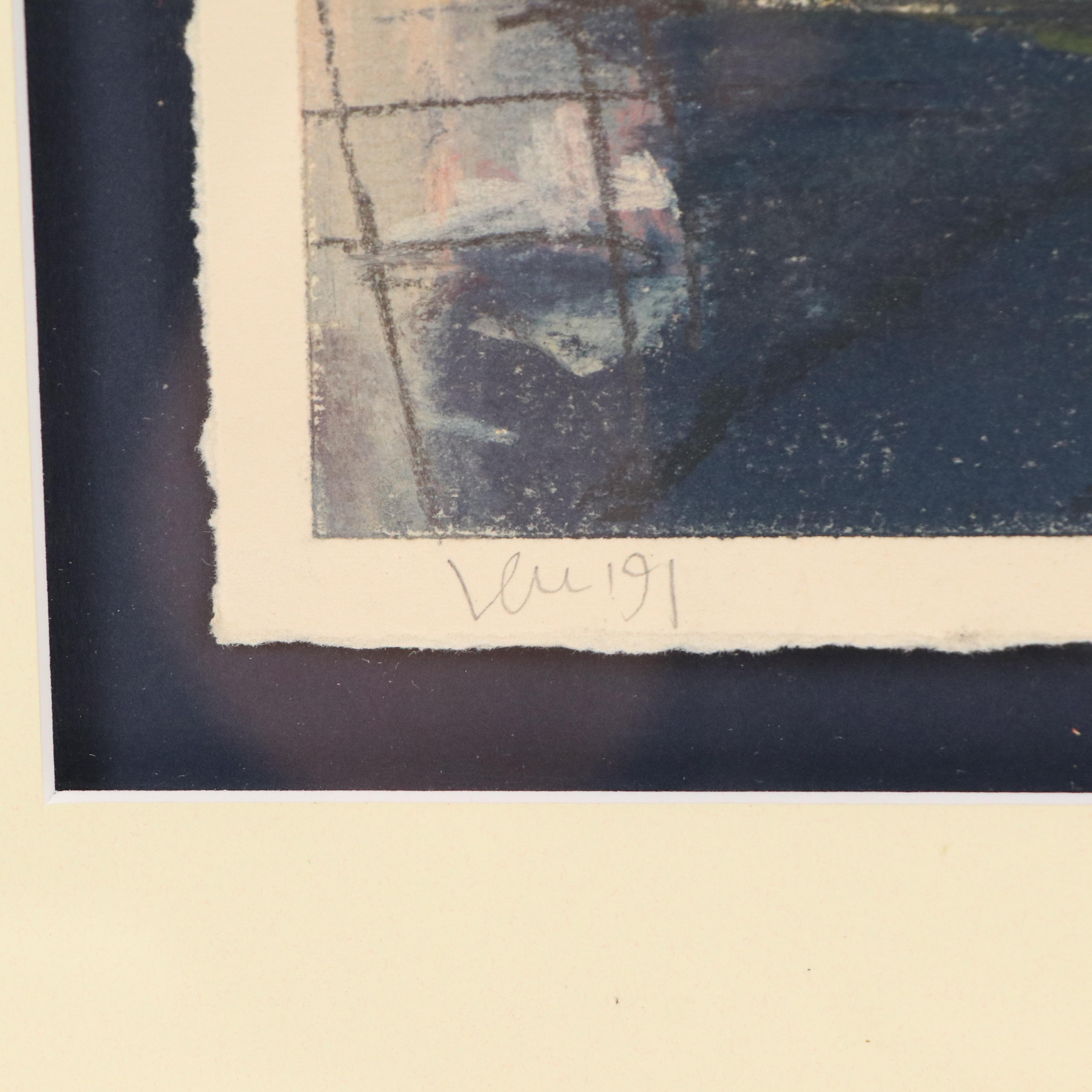 Abstract Geometric Watercolor Painting, 1991