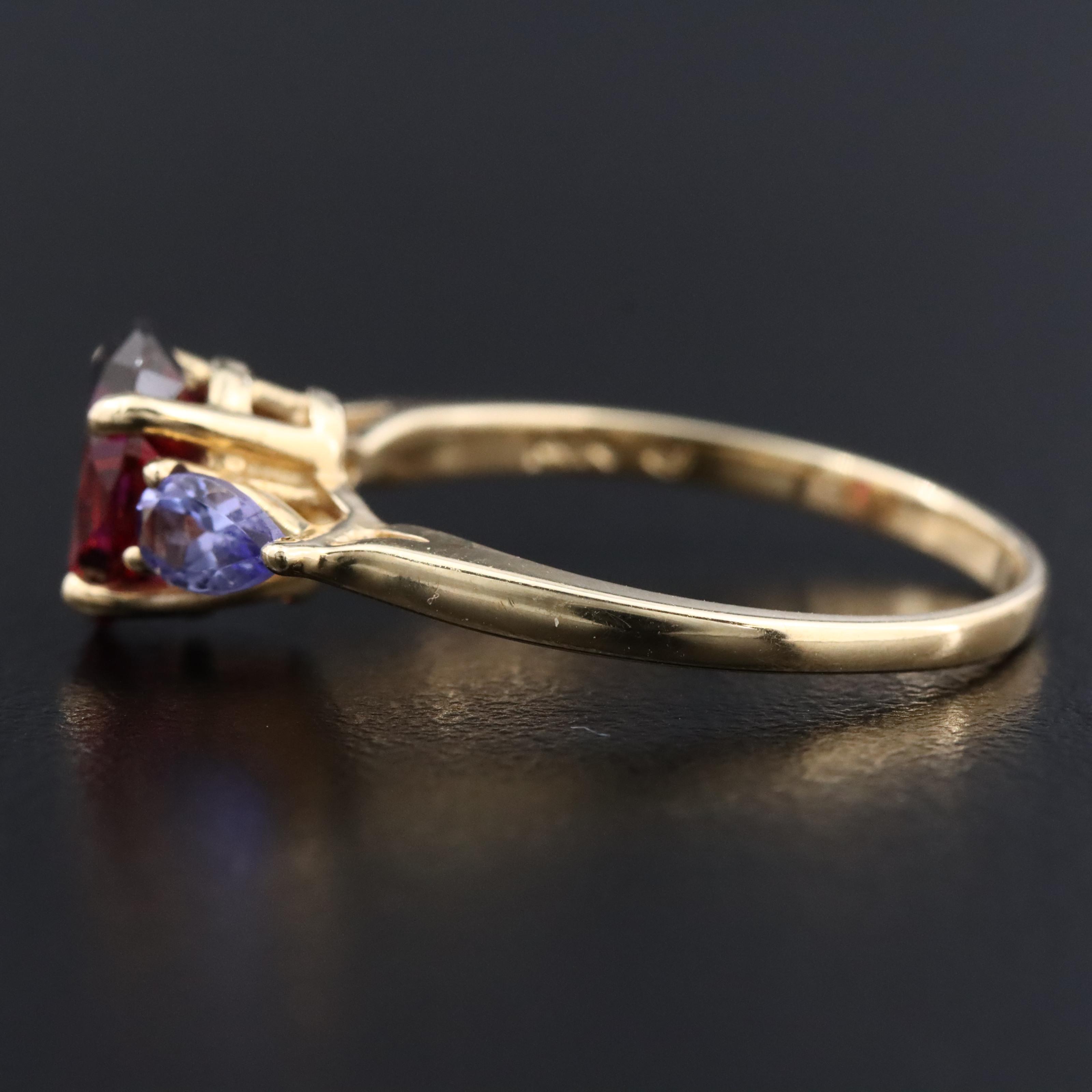 14K Garnet and Tanzanite Ring
