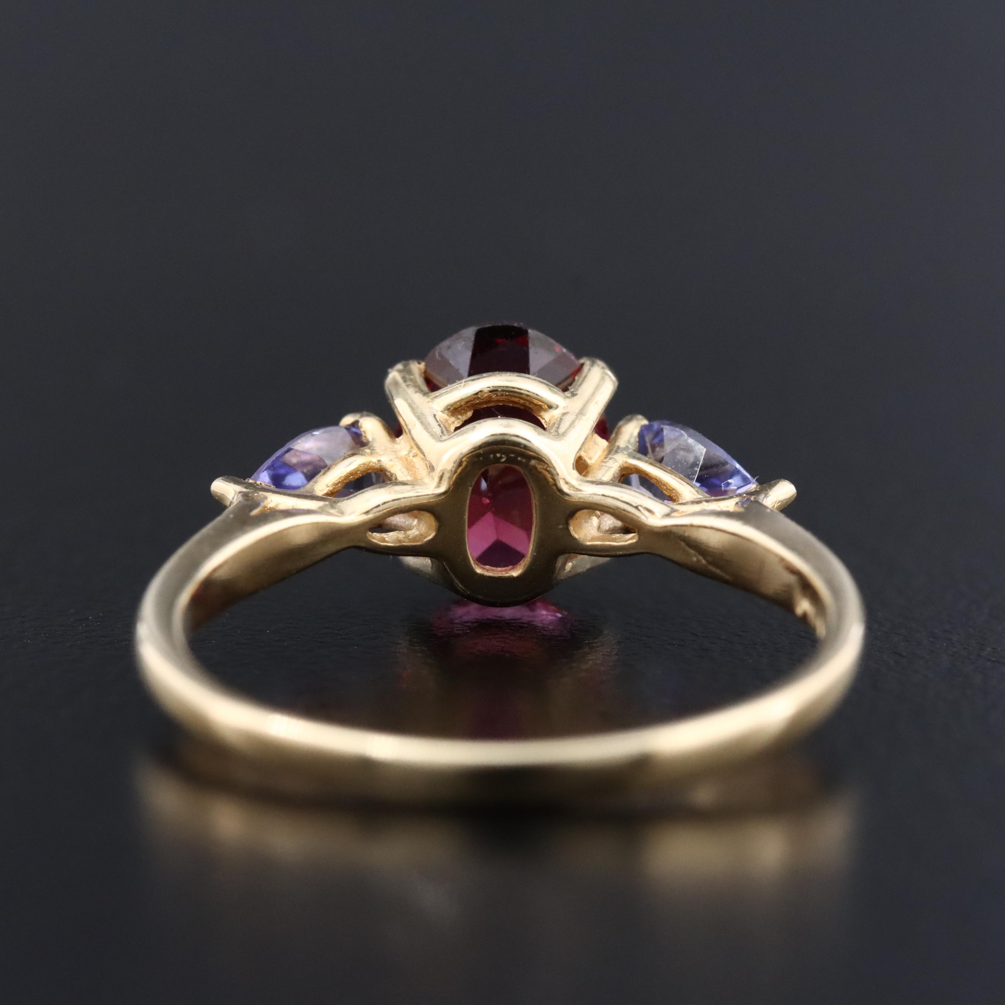 14K Garnet and Tanzanite Ring