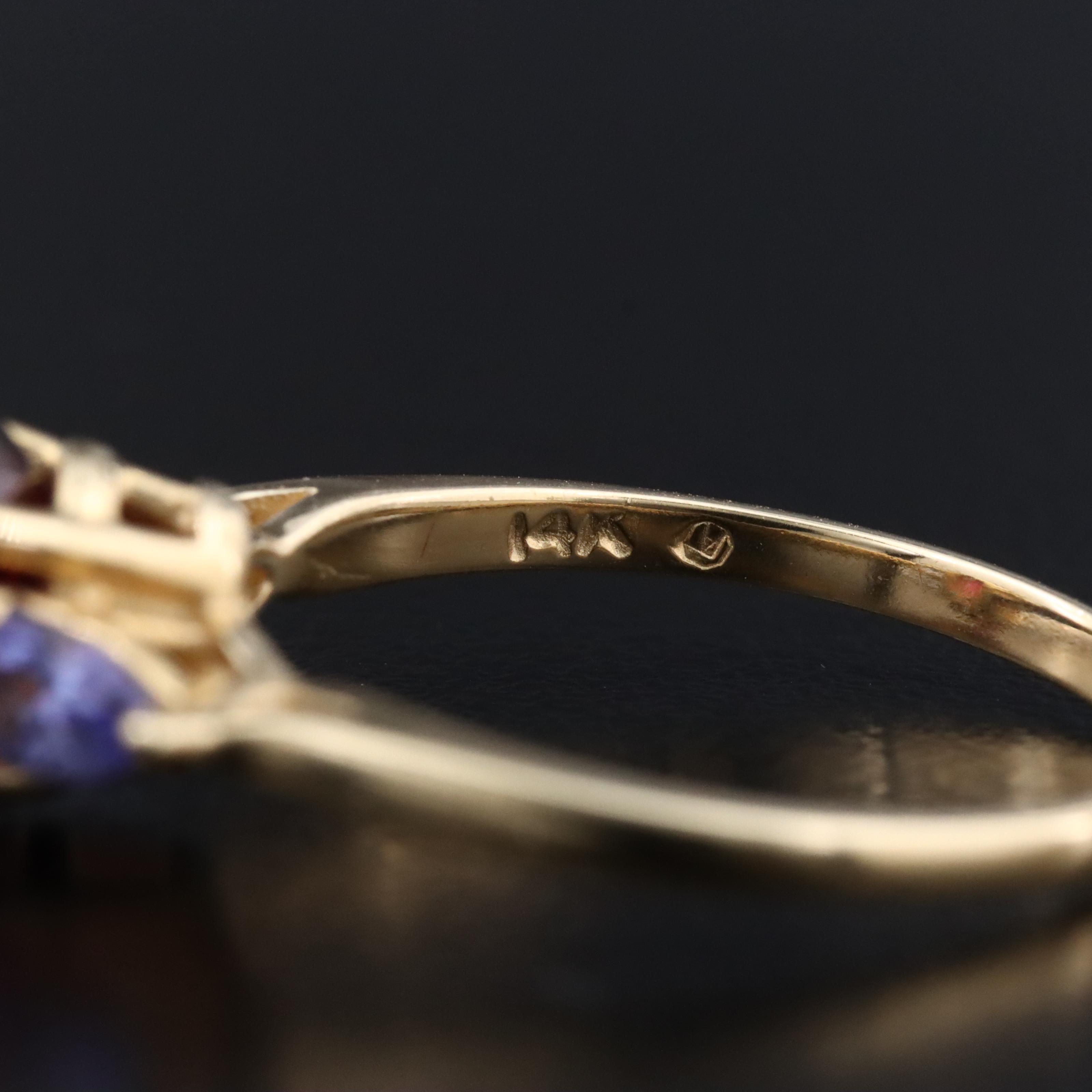 14K Garnet and Tanzanite Ring