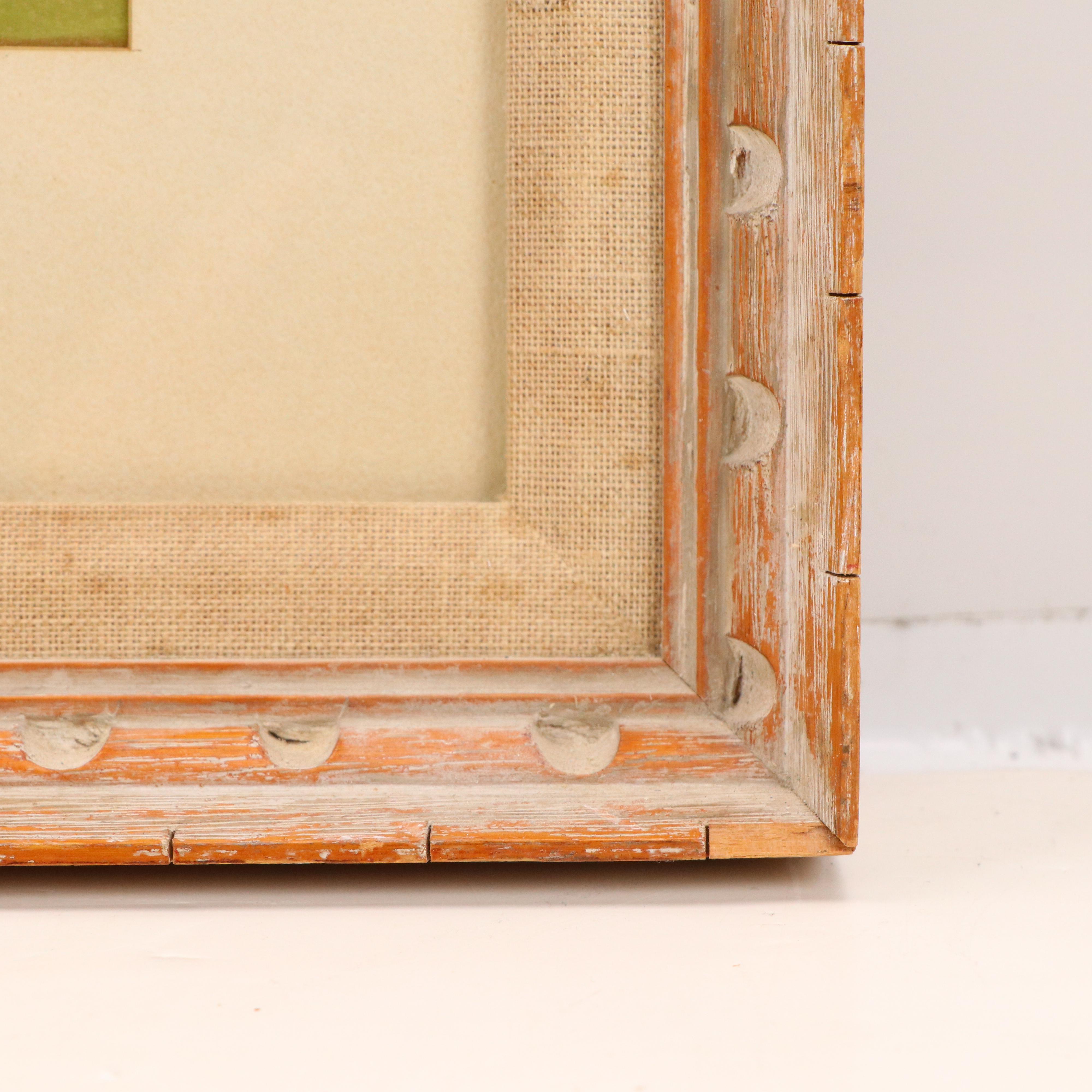 Linocut Relief Portrait of Knitting Figure, 20th Century