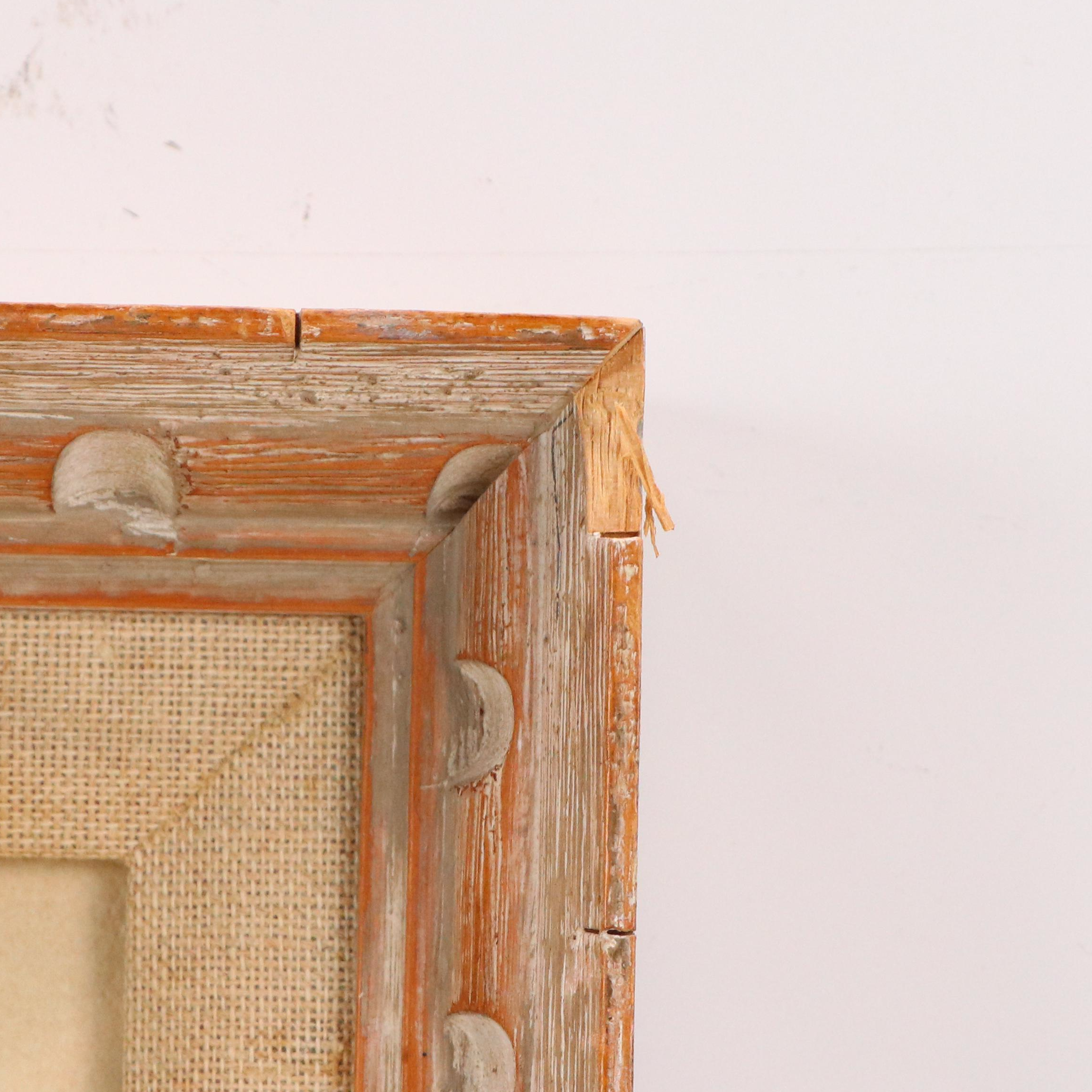 Linocut Relief Portrait of Knitting Figure, 20th Century