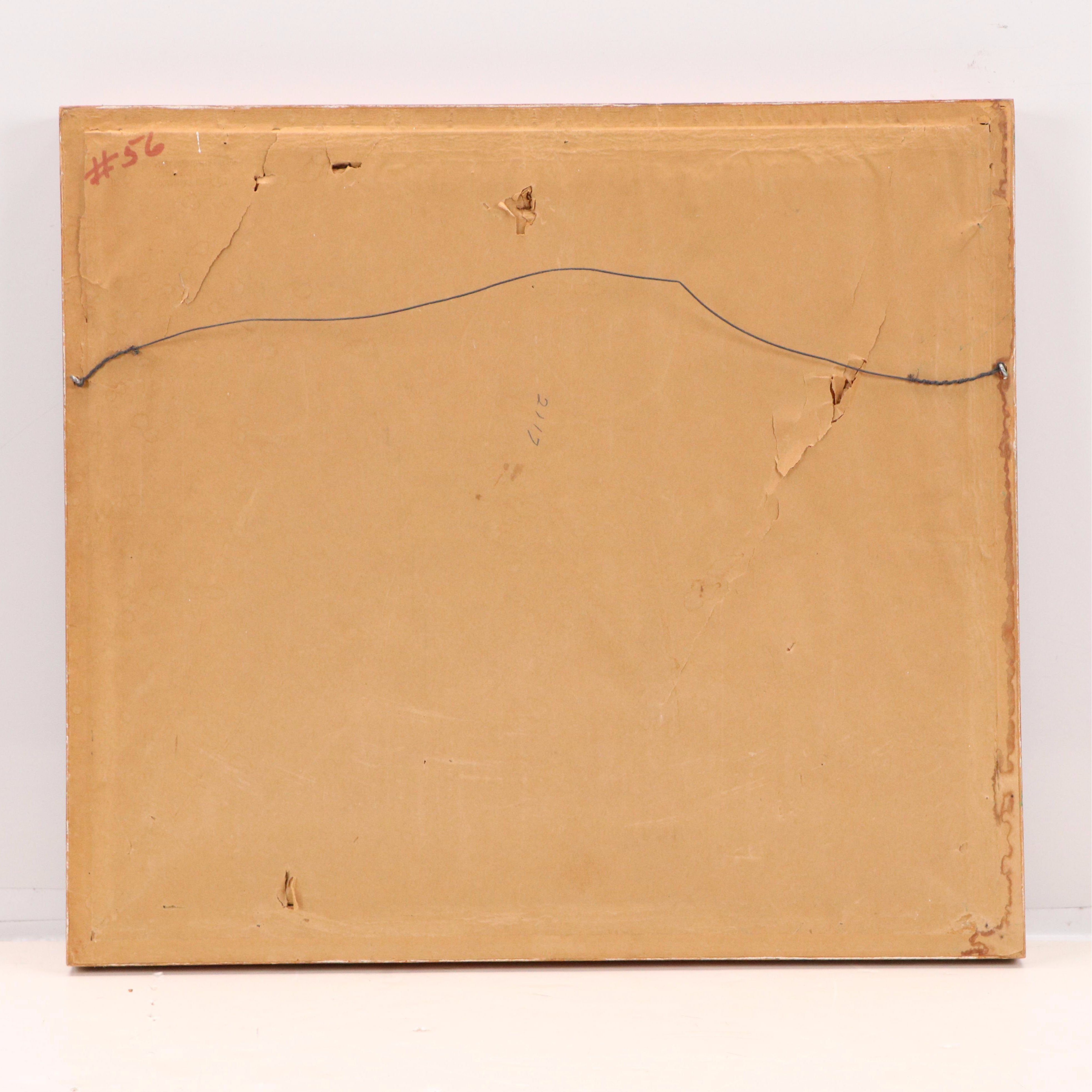 Linocut Relief Portrait of Knitting Figure, 20th Century