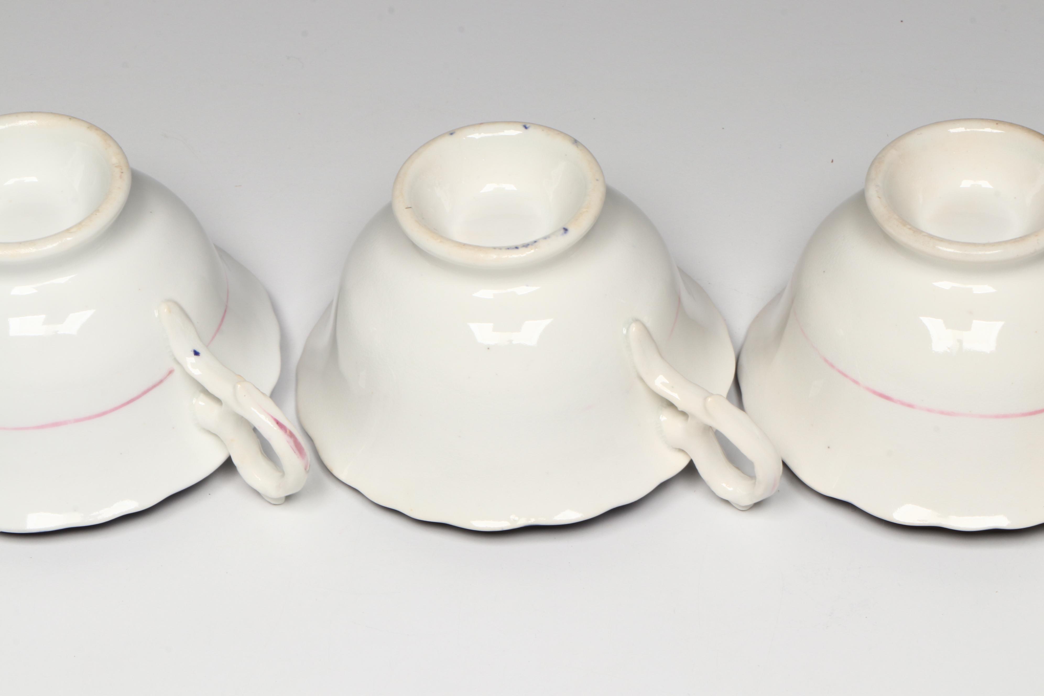 English Gaudy Welsh Feather Tea Set and Tableware, Early to Mid-19th Century