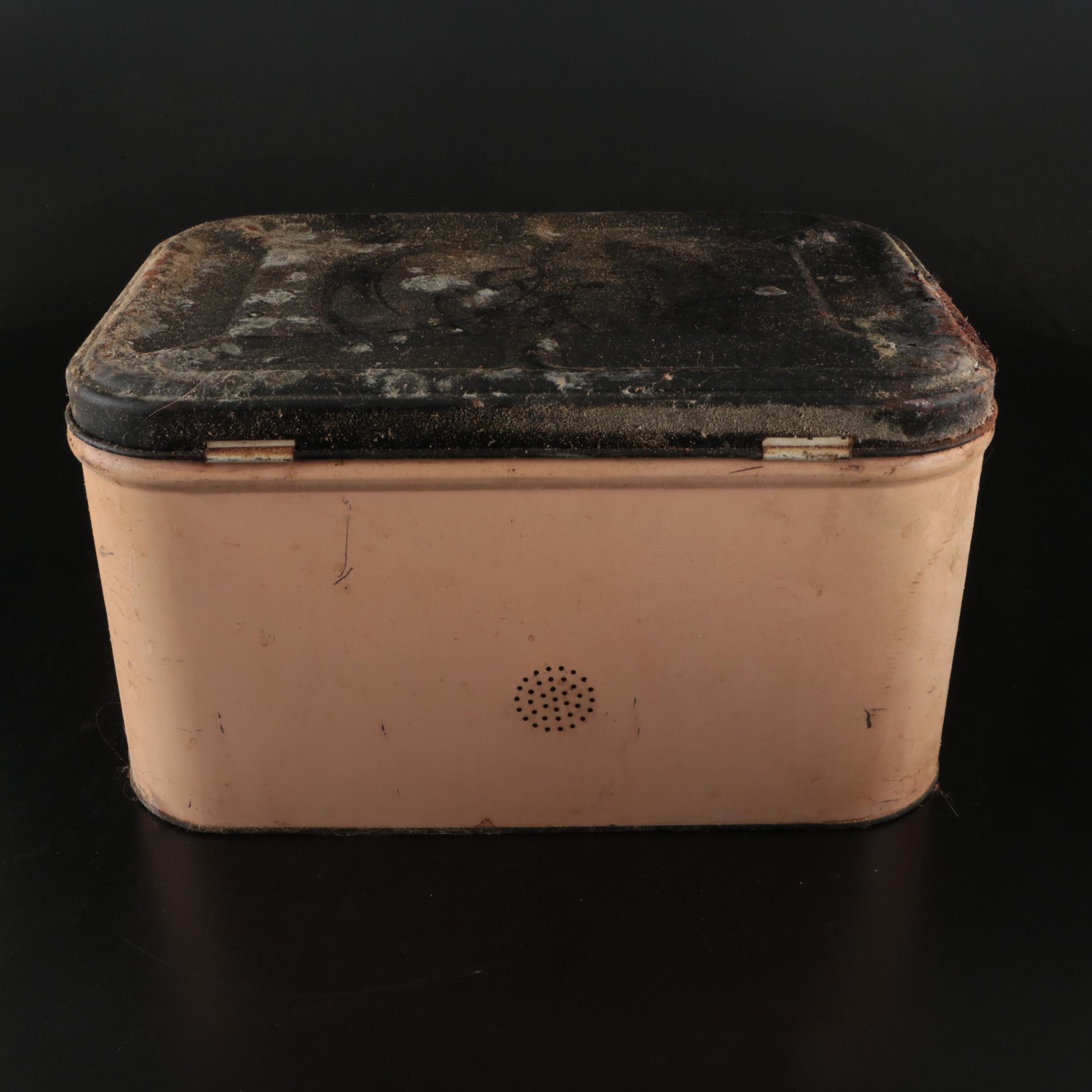 Parmeco Lithograph Sugar Canister and Other Bread Box with Flathau's Cookie Tin
