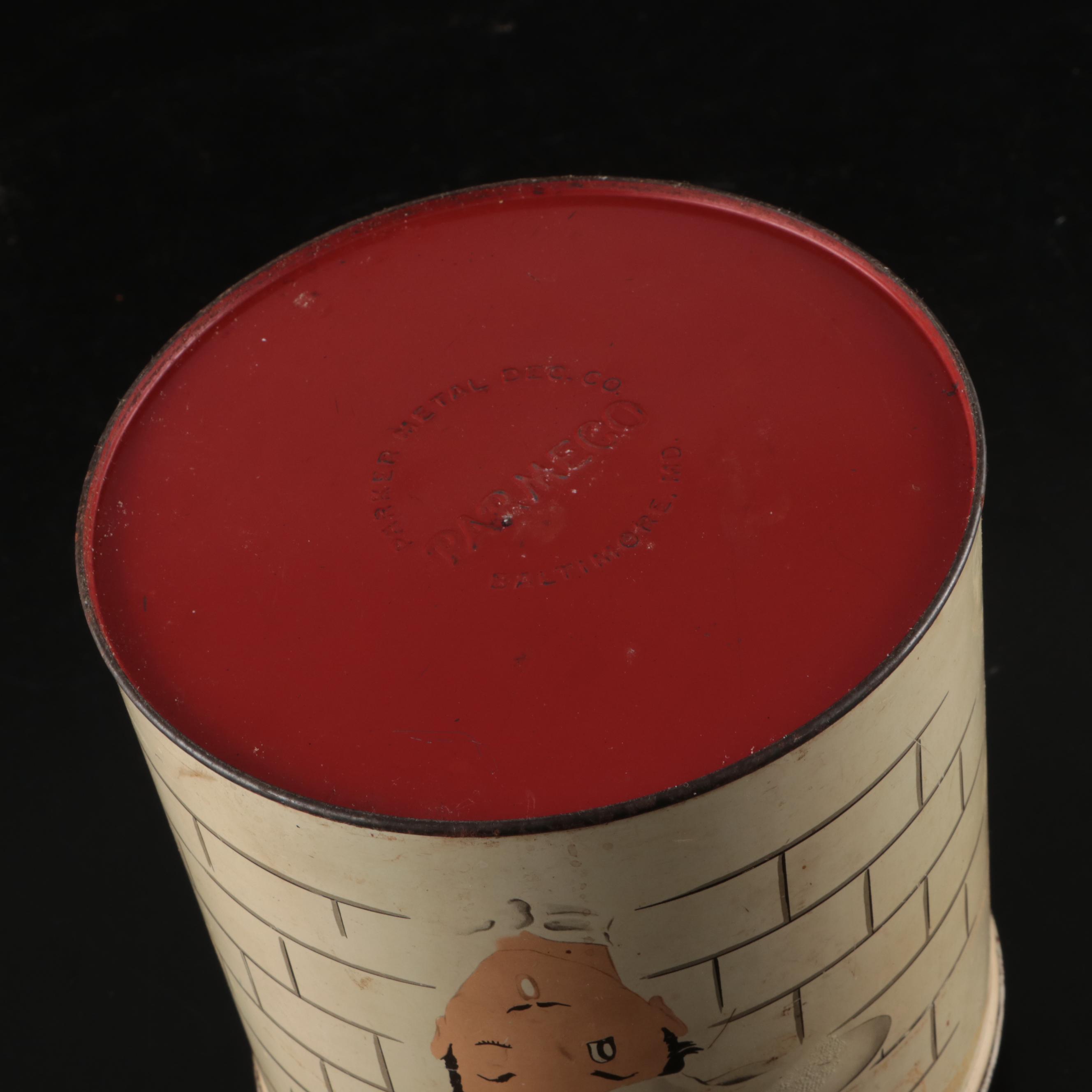 Parmeco Lithograph Sugar Canister and Other Bread Box with Flathau's Cookie Tin