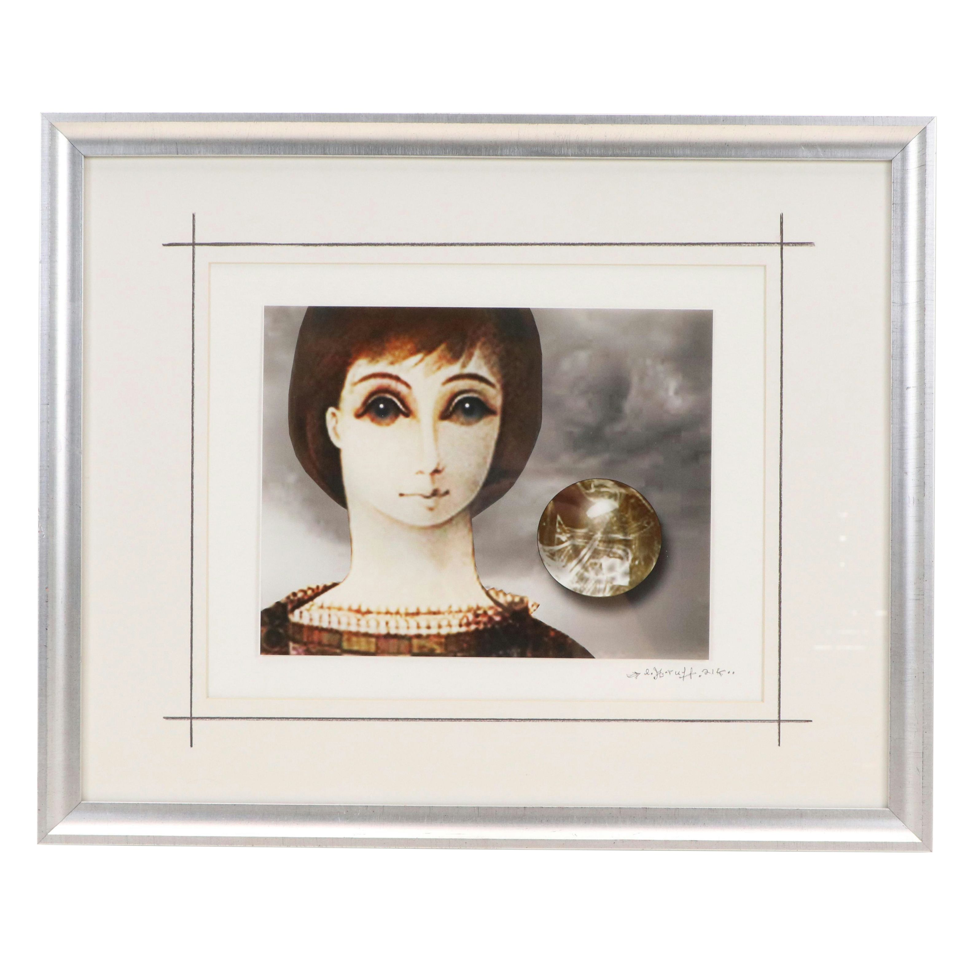 Elmer A. Ruff Surrealist Portrait Print After Margaret Keane, 2021