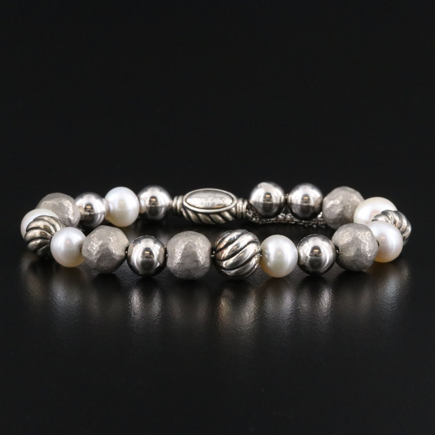 David Yurman DY Elements Sterling and Pearl Bracelet | EBTH
