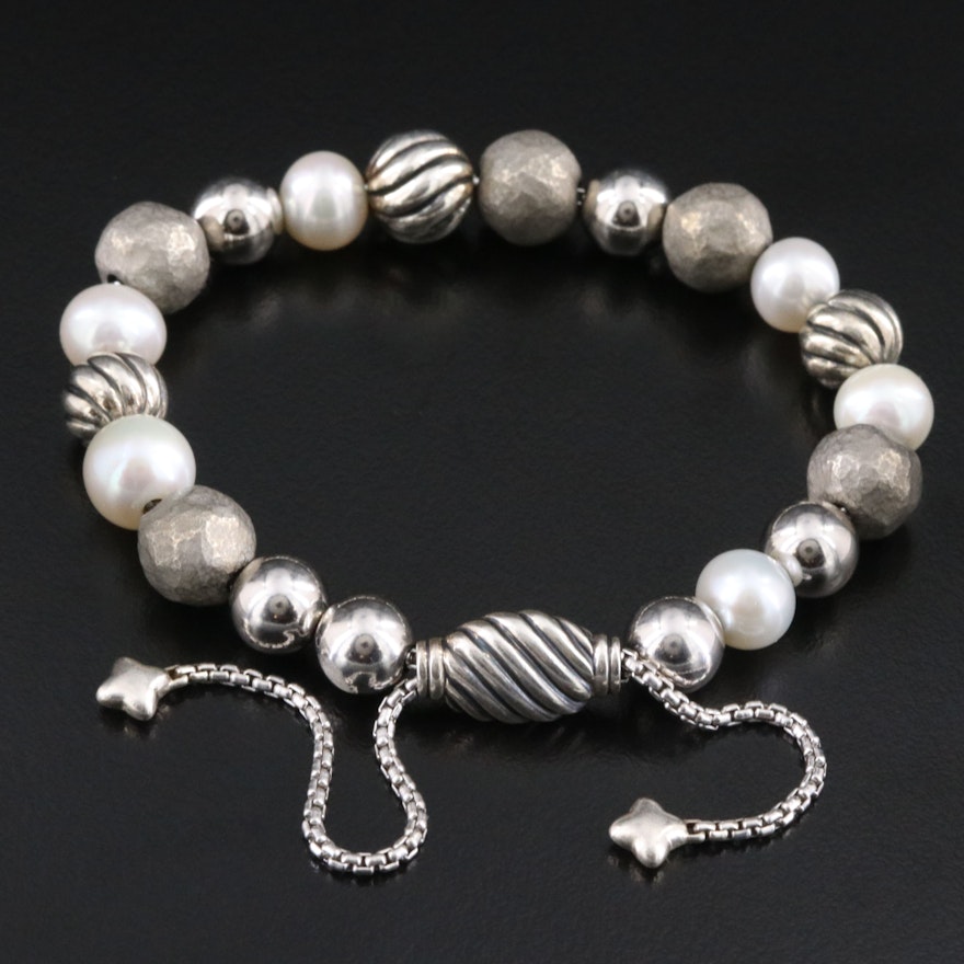 David Yurman DY Elements Sterling and Pearl Bracelet | EBTH