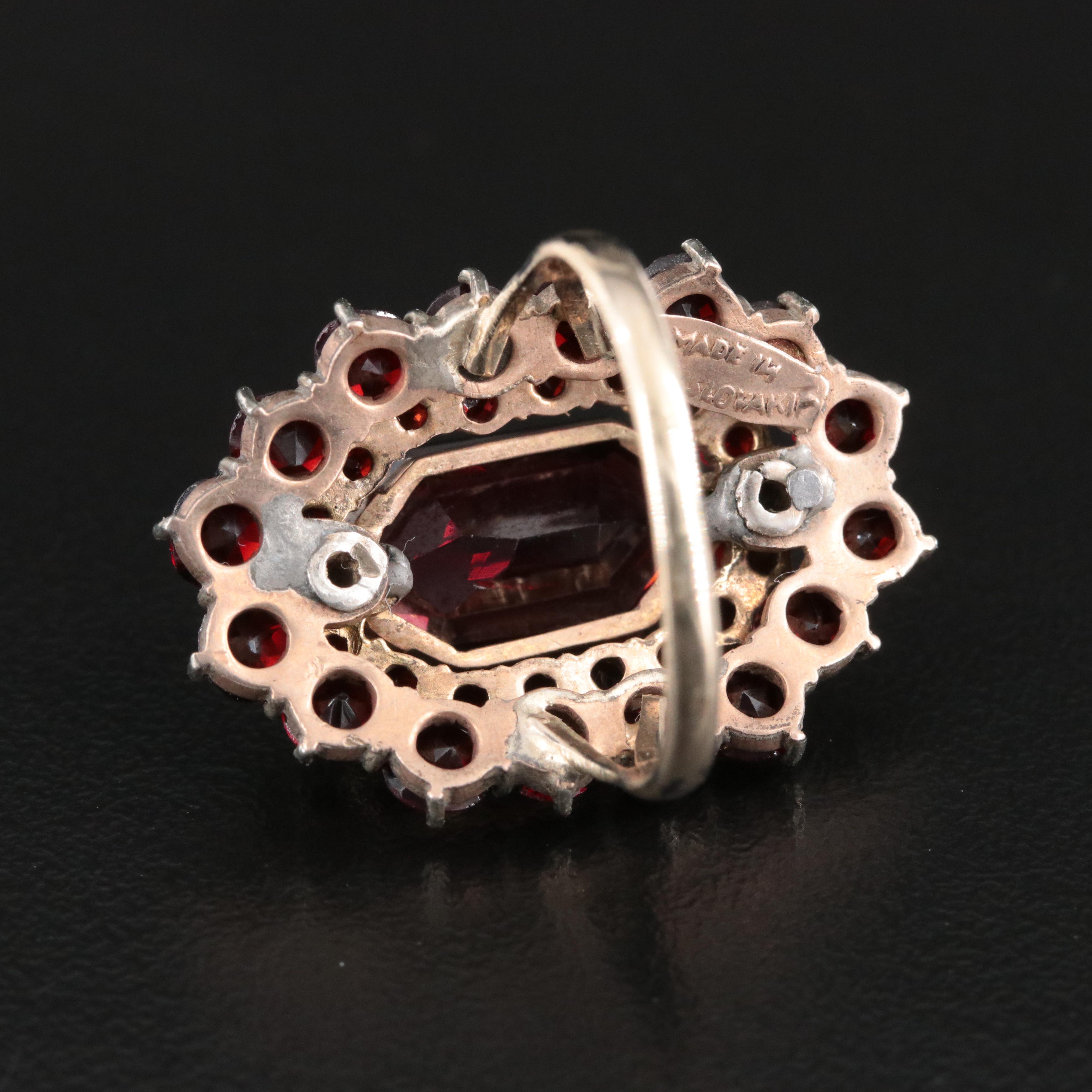 Czech Garnet Ring with 10K Shank