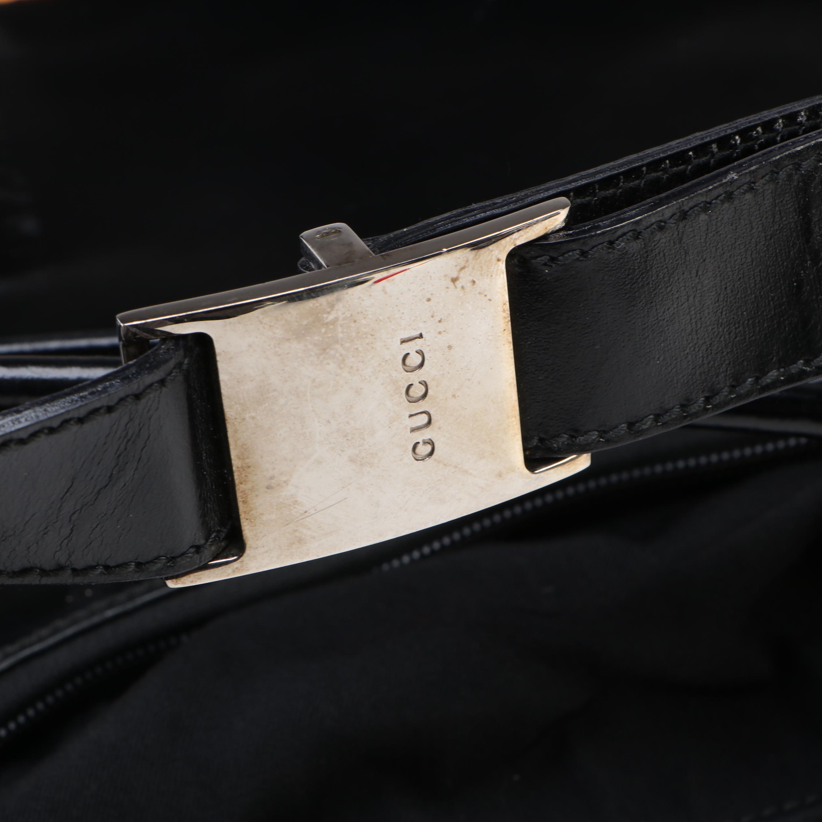 Gucci by Tom Ford Black Canvas Jumbo Two Way Travel Bag with Leather Zip Pocket