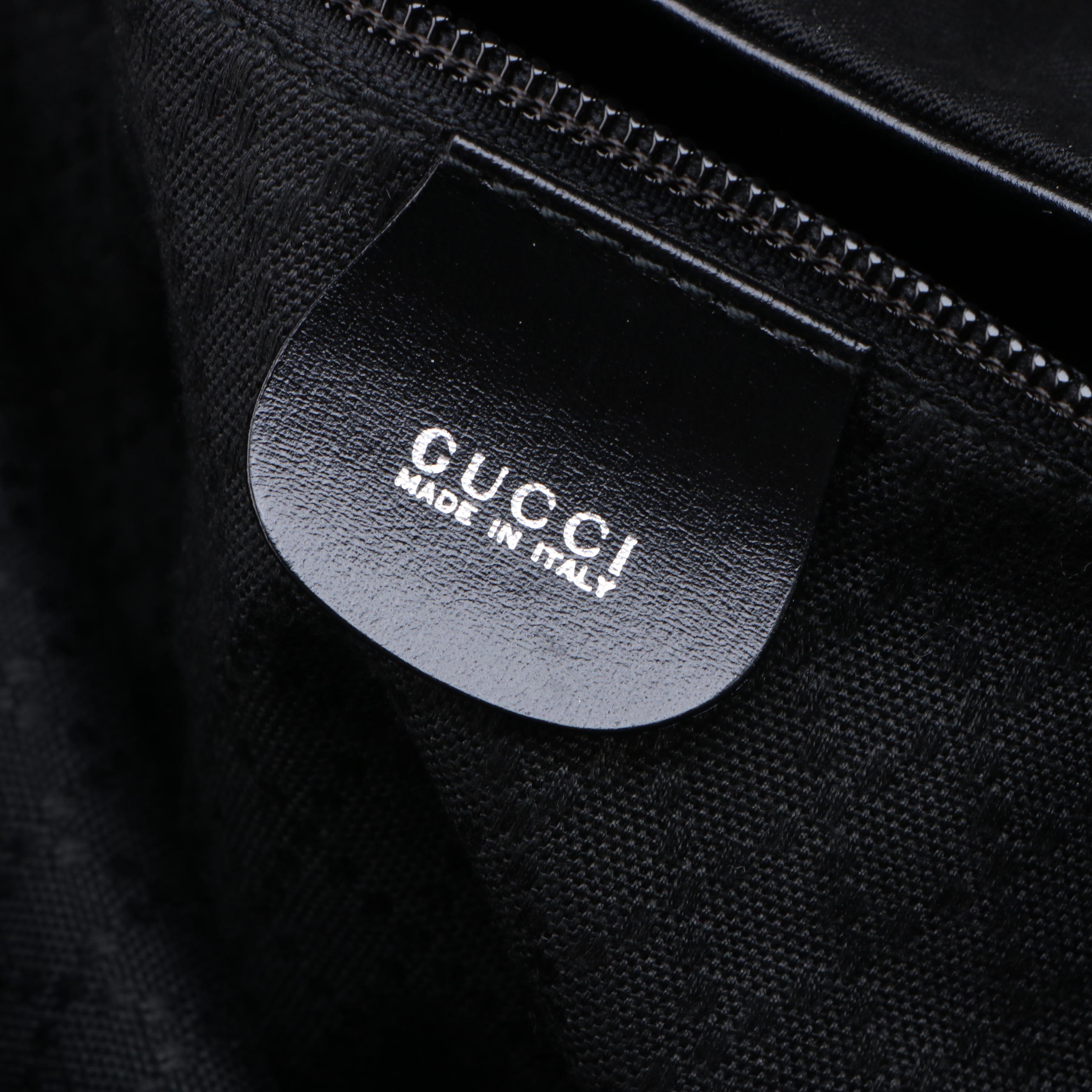 Gucci by Tom Ford Black Canvas Jumbo Two Way Travel Bag with Leather Zip Pocket